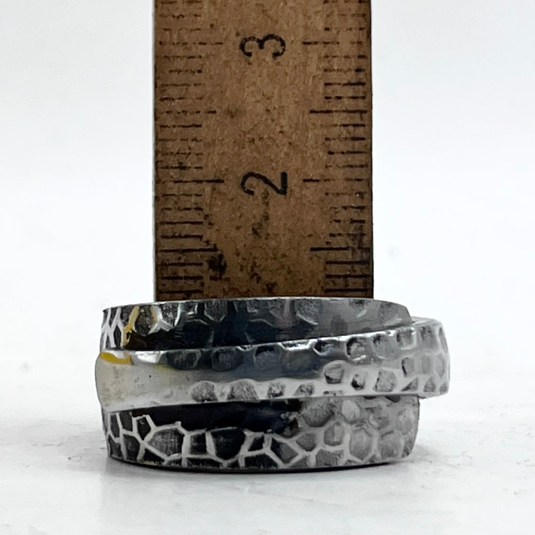 Anello Artigianale Mod. CLASSICO/SPIRALE/SOVRAPPOSTO PITONATO  Realizzato con Forchettina in ACCIAIO