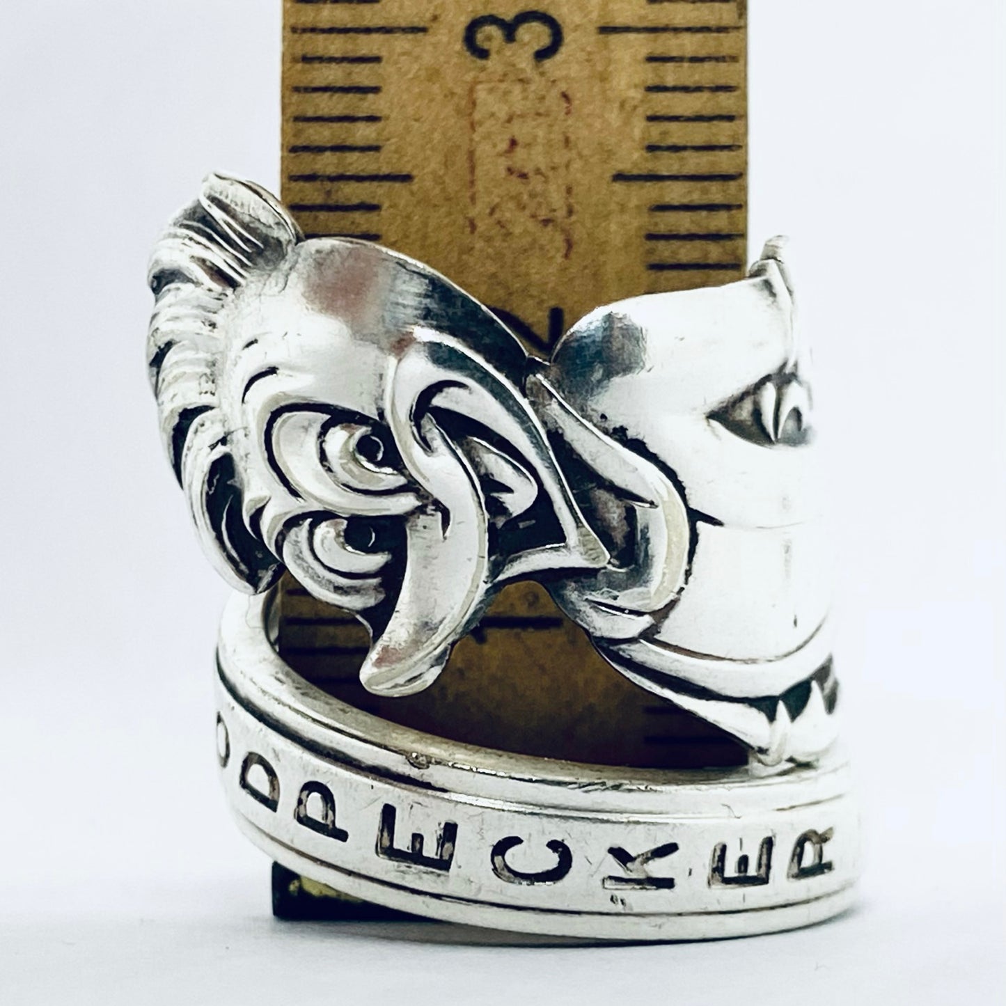 Anello Artigianale WOODY WOODPECKER Mod. SPIRALE  Realizzato con Antica posata in Argento (Prima Metà del ’900)