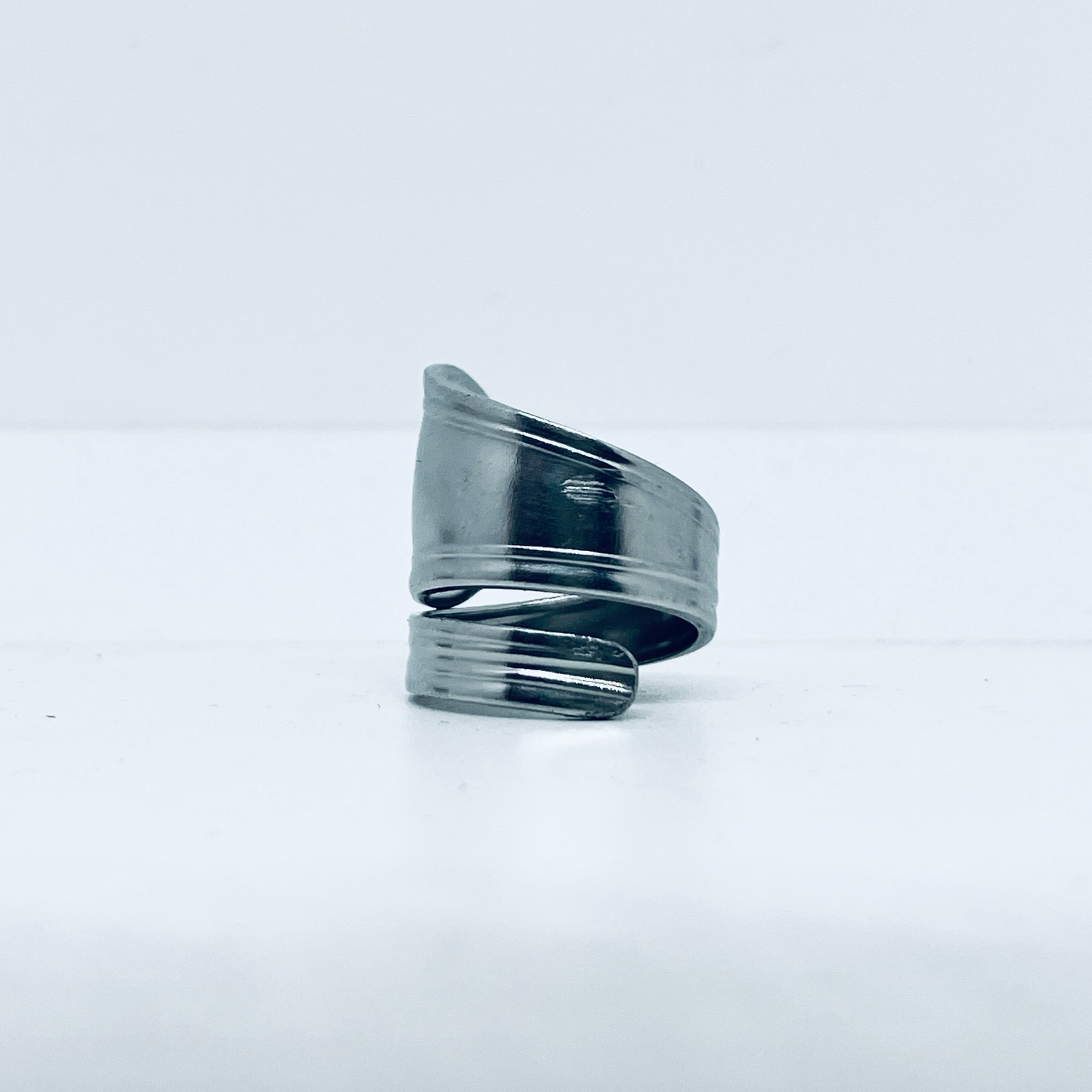 Anello Artigianale TESTER Mod. SPIRALE  Realizzato con posata in Acciaio