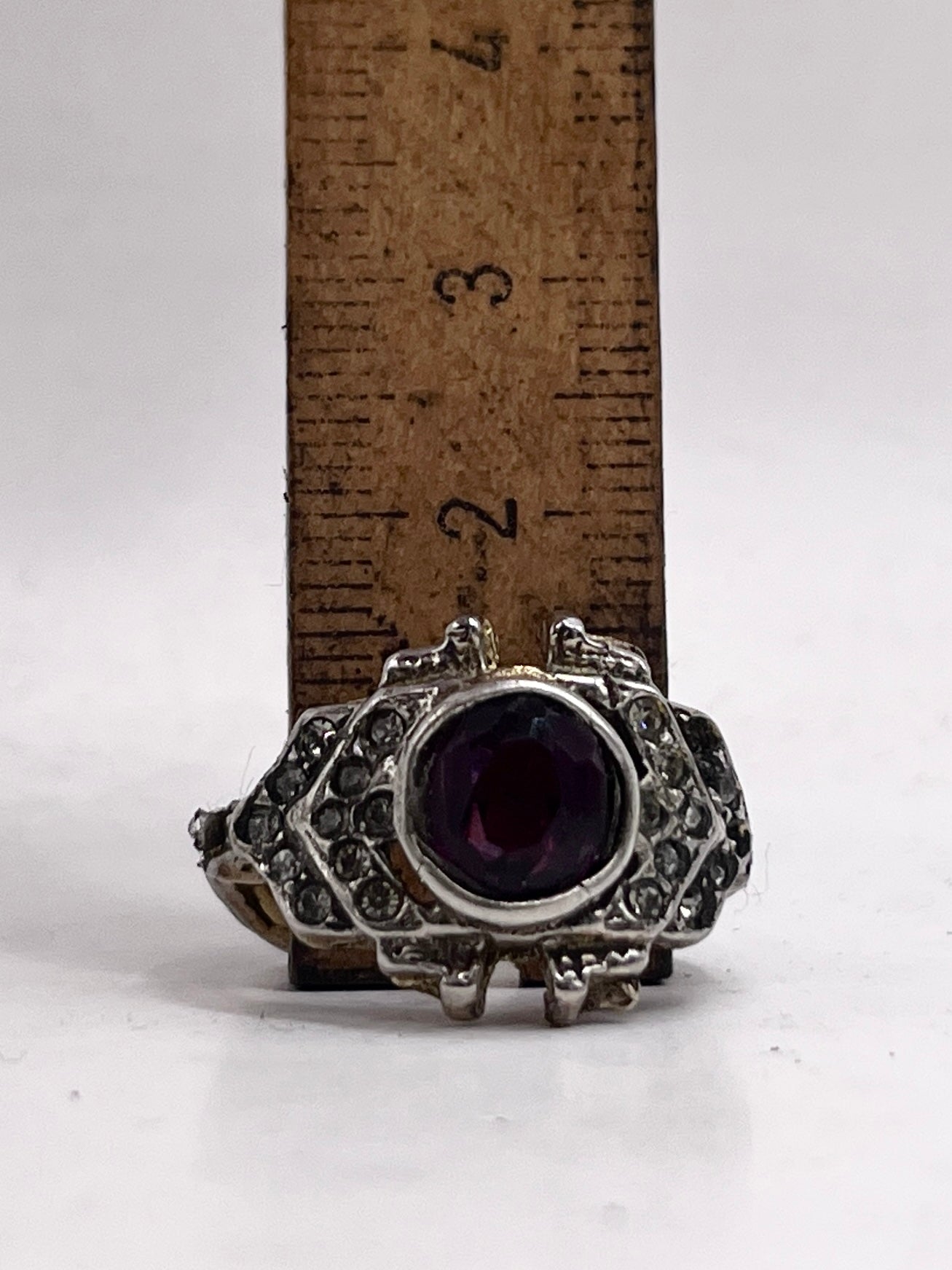 Anello Artigianale ALI Mod. SPILLA AMETISTA Realizzato con Antica spilla in Argento (Prima Metà del ’900)