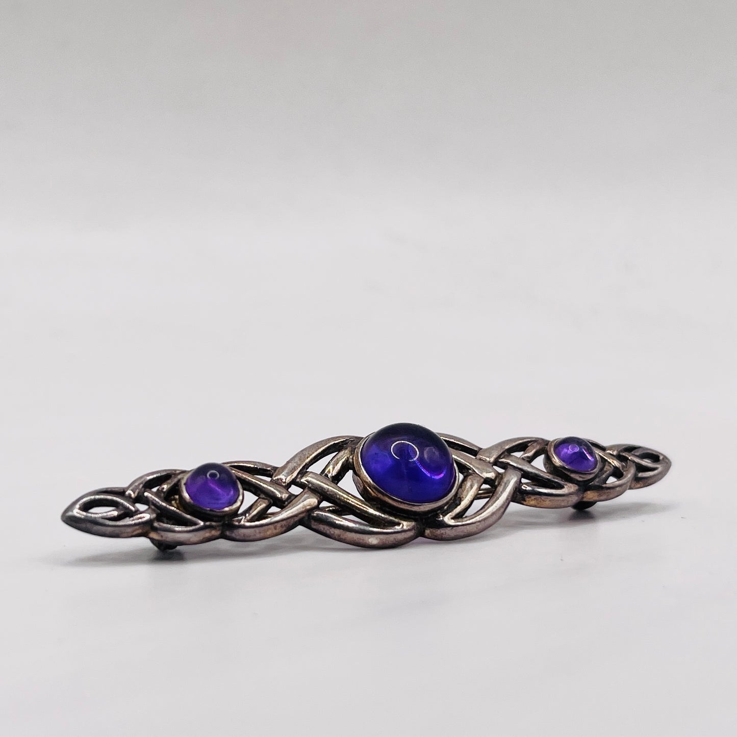 Anello Artigianale SPILLA CELTICA AMETISTA Mod. SPILLA Realizzato con Antica spilla in Argento (Prima Metà del ’900)