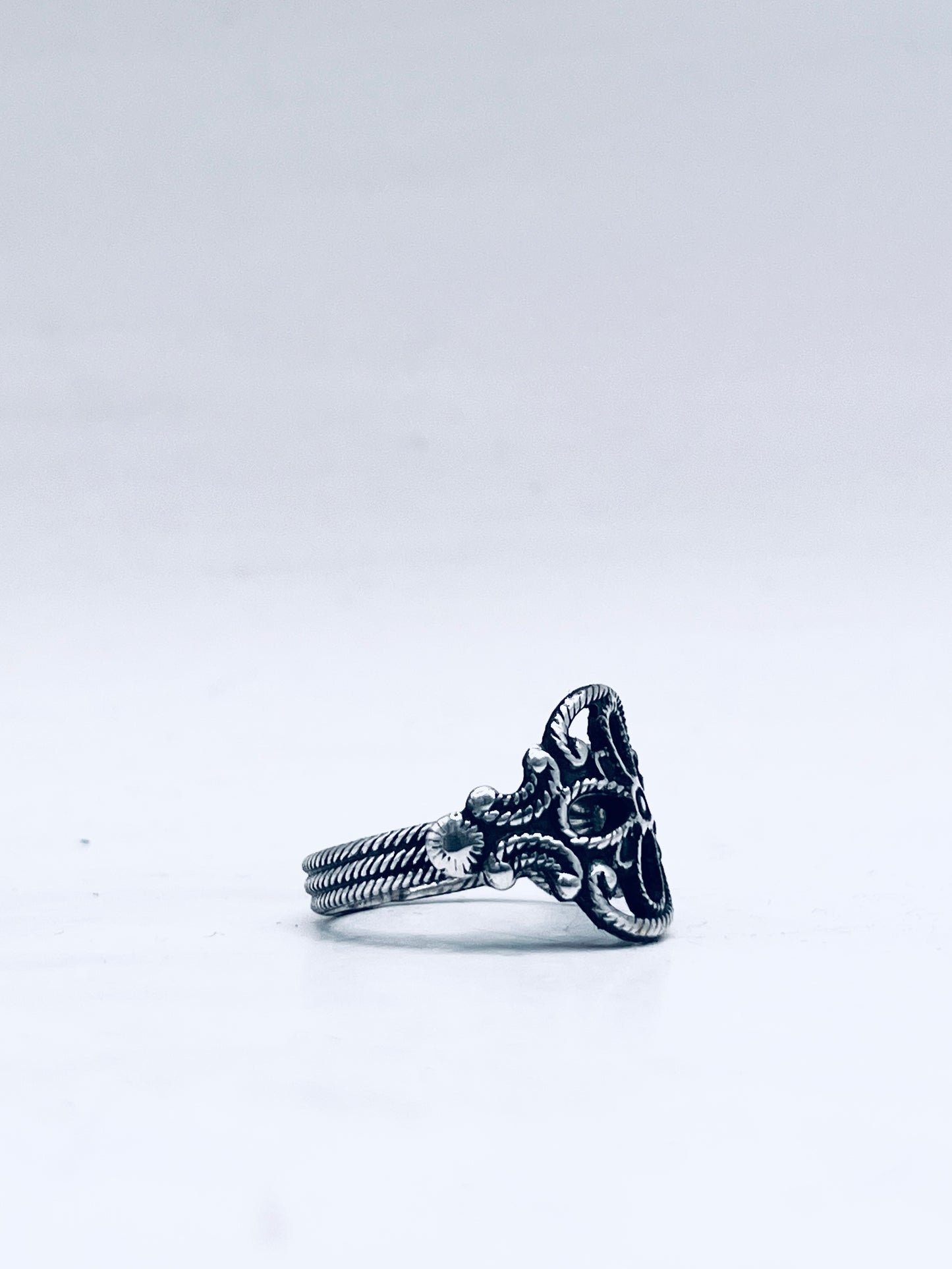 Anello Artigianale QUADRIFOGLIO Mod. CLASSICO  Realizzato con intero Antico Cucchiaino in Argento 800(Prima Metà del ’900)