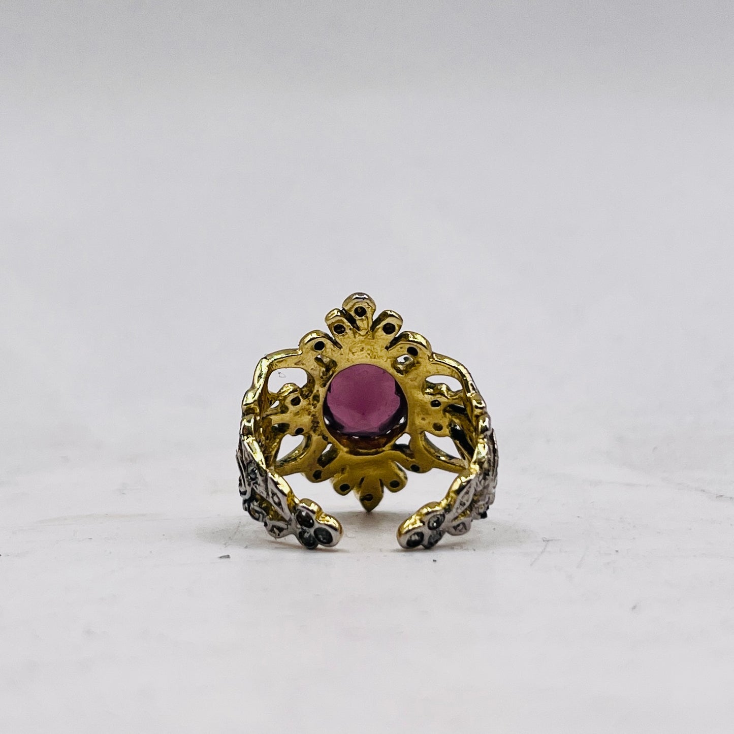 Anello Artigianale SPILLA AMETISTA Mod. SPILLA Realizzato con Antica spilla in Argento (Prima Metà del ’900)