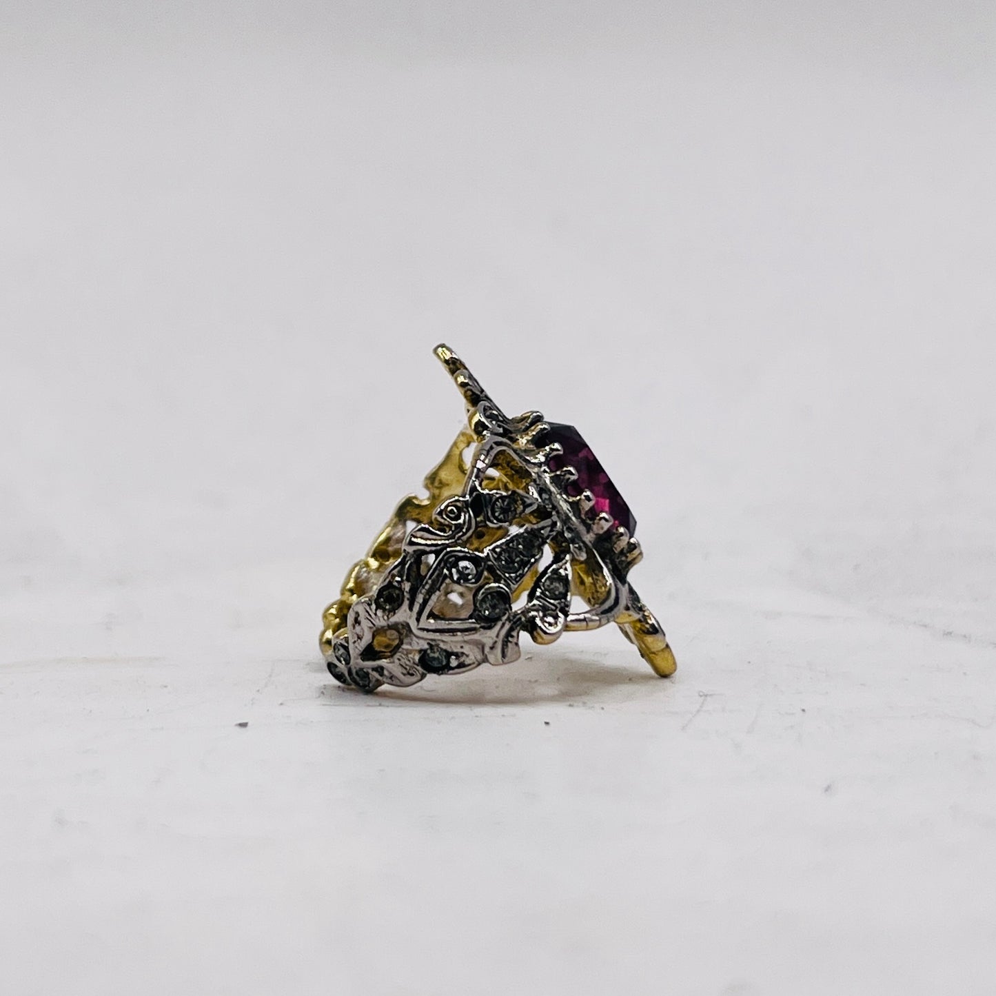 Anello Artigianale SPILLA AMETISTA Mod. SPILLA Realizzato con Antica spilla in Argento (Prima Metà del ’900)