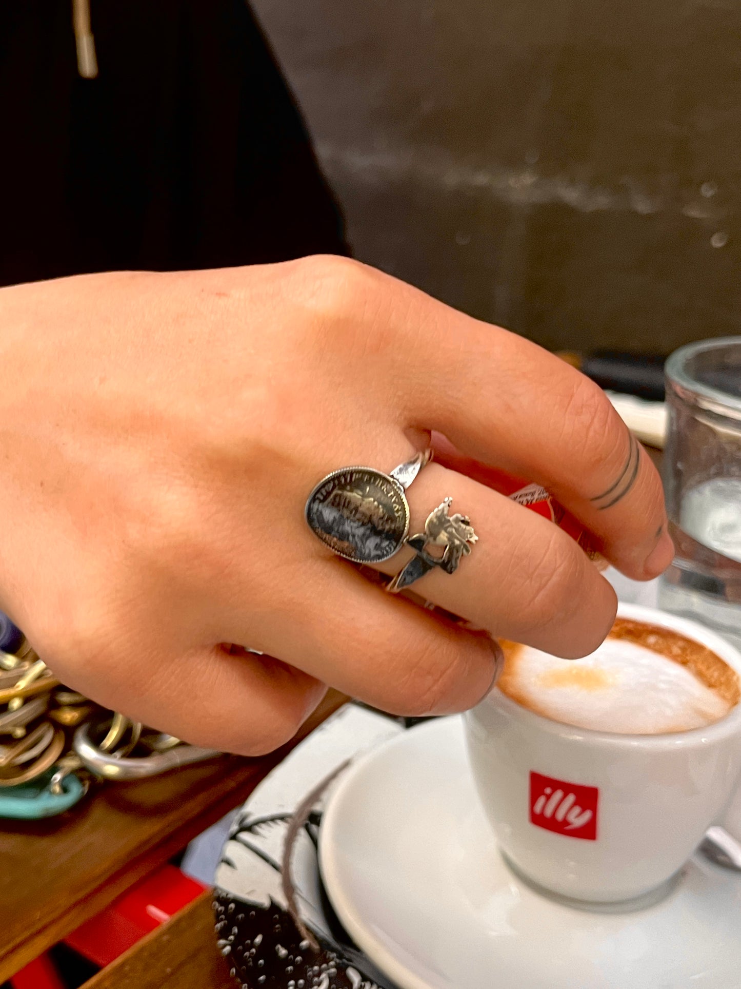 Anello Artigianale Mod. INTERO LEONE DI GIUDA e MENELIK  Realizzato con intero Antico Cucchiaino in Argento (Prima Metà del ’900)
