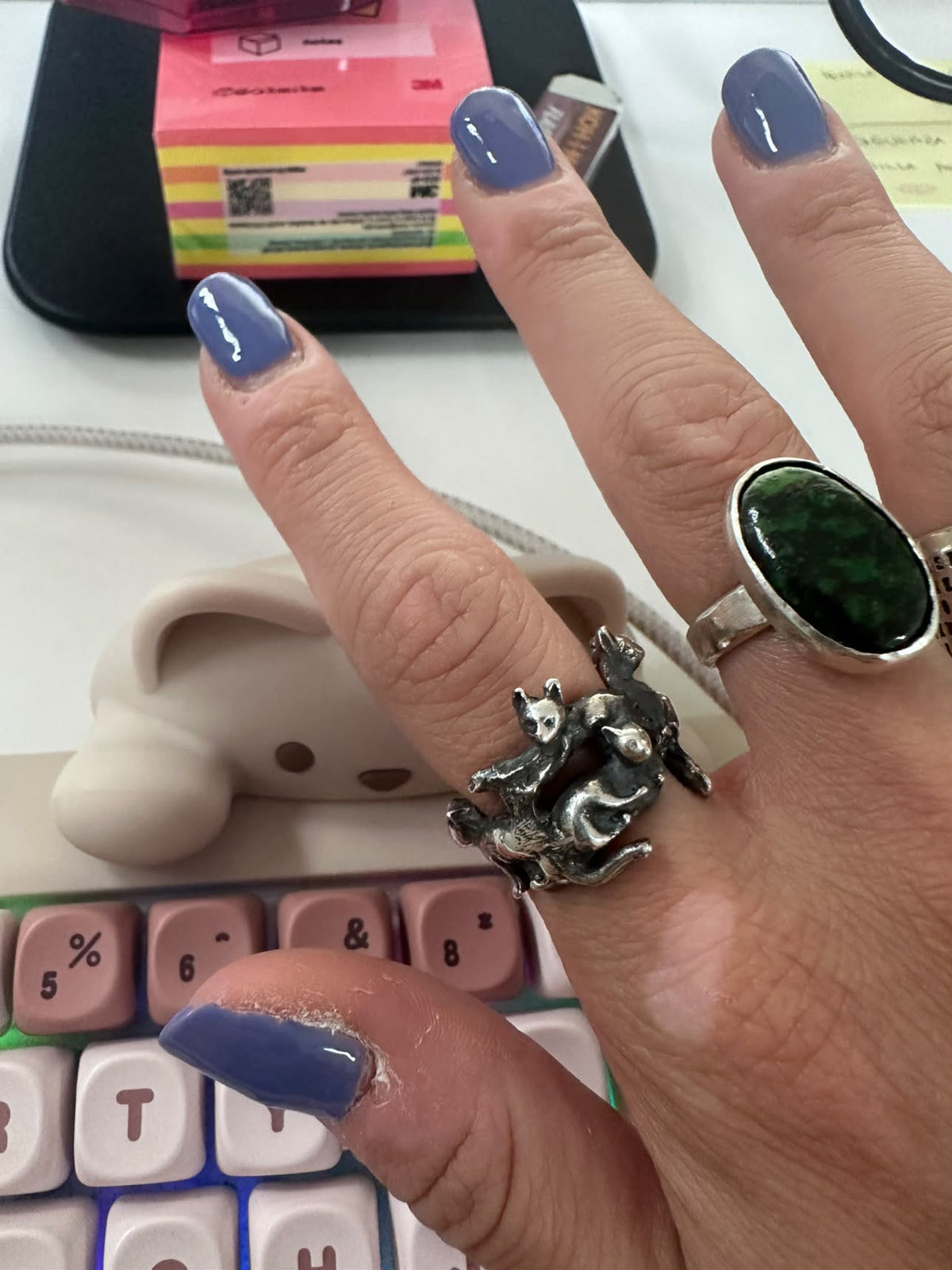 Anello Aristogatti ricavato da una spilla antica in argento 925 – vista 6