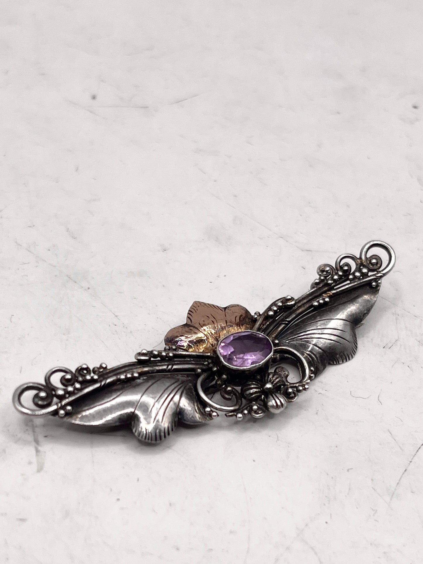 Anello Artigianale SAILOR MOON Mod. SPILLA AMETISTA Realizzato con Antica spilla in Argento (Prima Metà del ’900)