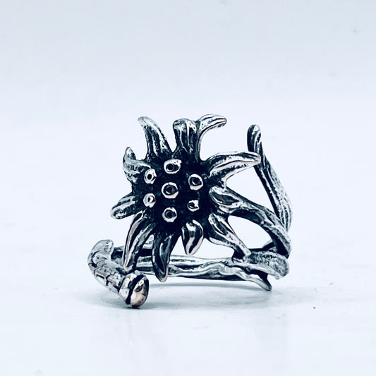Anello Artigianale STELLA ALPINA Mod. SPIRALE  Realizzato con intero Antico Cucchiaino in Argento 800(Prima Metà del ’900)