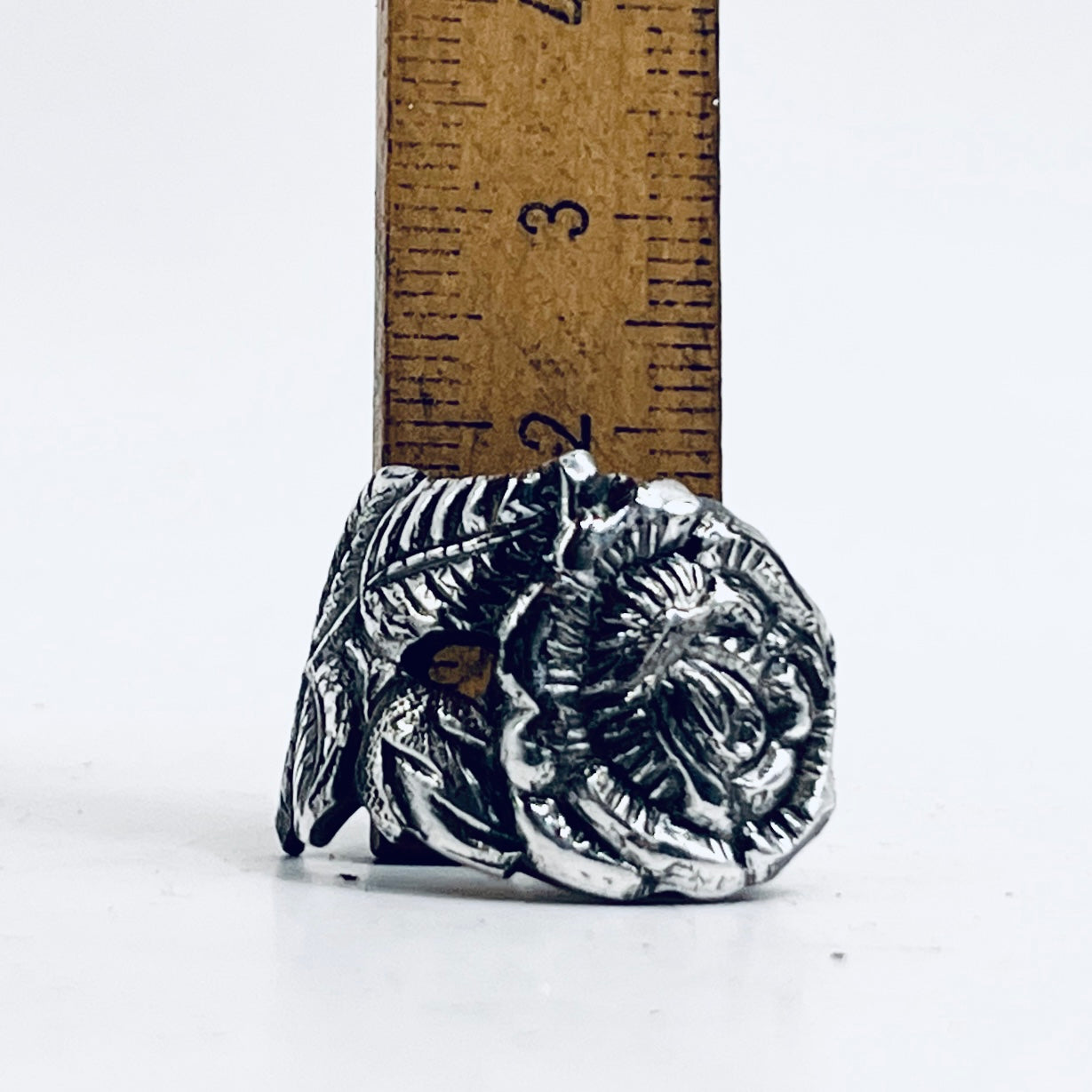 Anello Artigianale ROSA GRANDE Mod. SPIRALE/CLASSICO  Realizzato con Antica posata in Argento (Prima Metà del ’900)