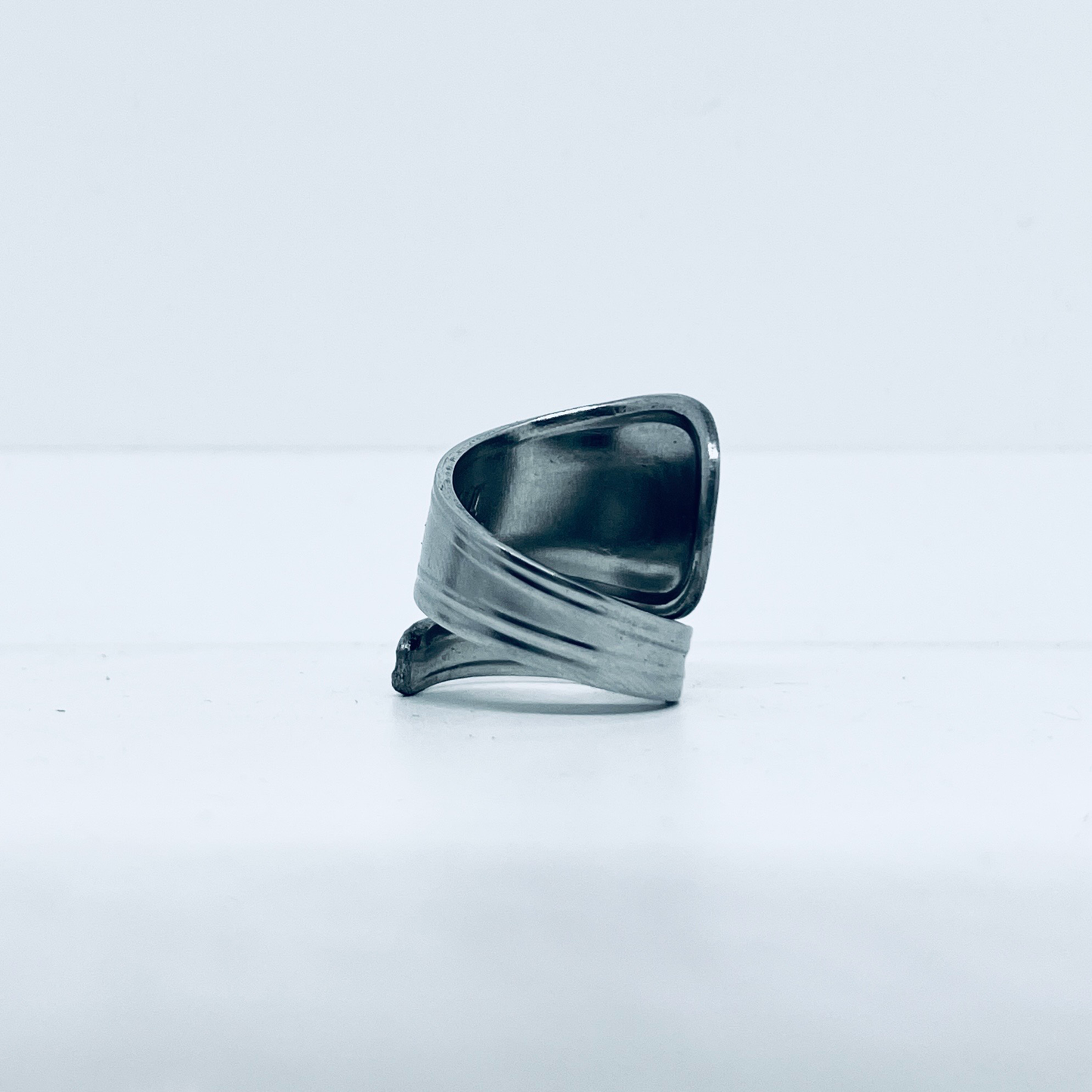 Anello Artigianale TESTER Mod. SPIRALE  Realizzato con posata in Acciaio