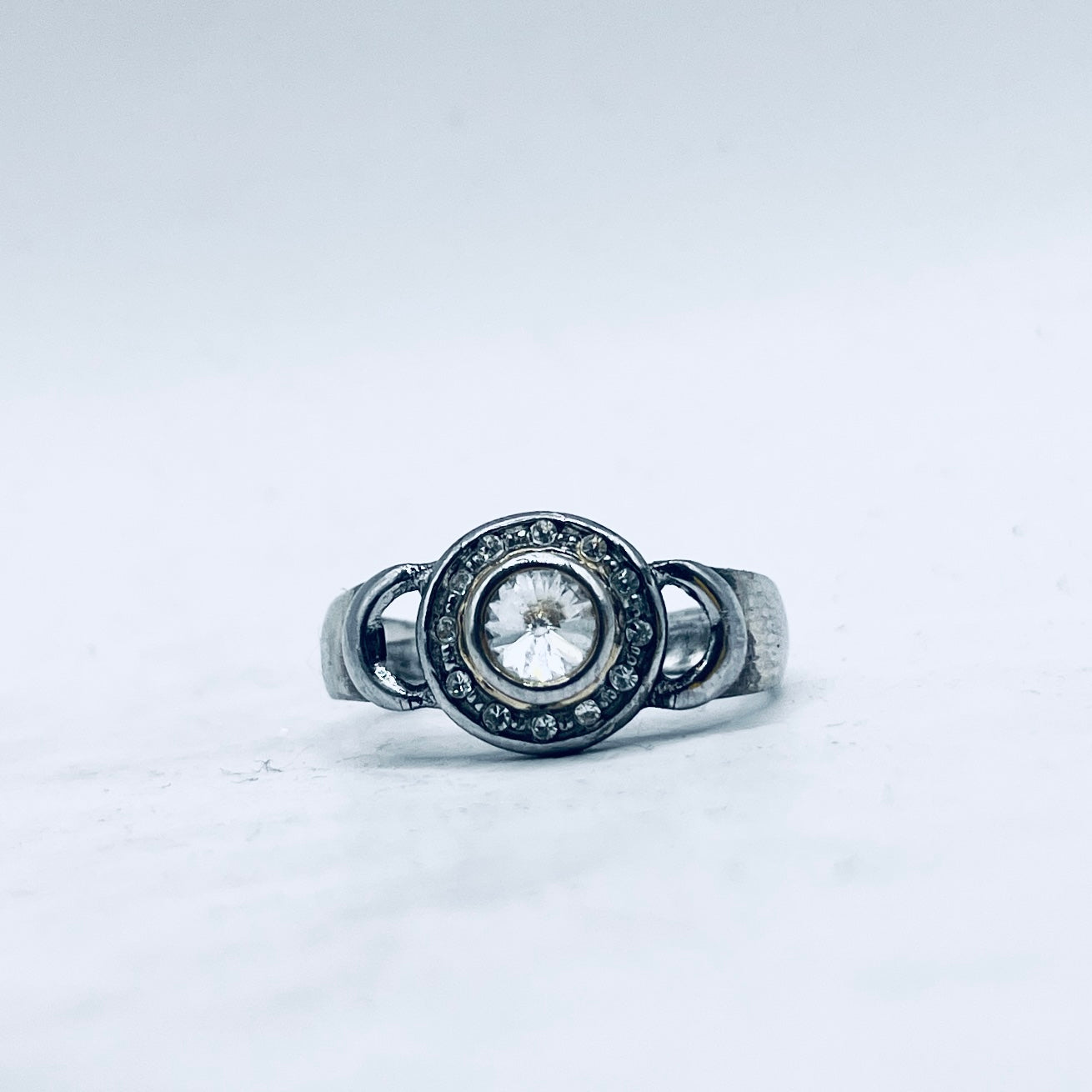 Anello Artigianale SPILLA ZIRCONI Mod. SPILLA Realizzato con Antica spilla in Argento (Prima Metà del ’900)