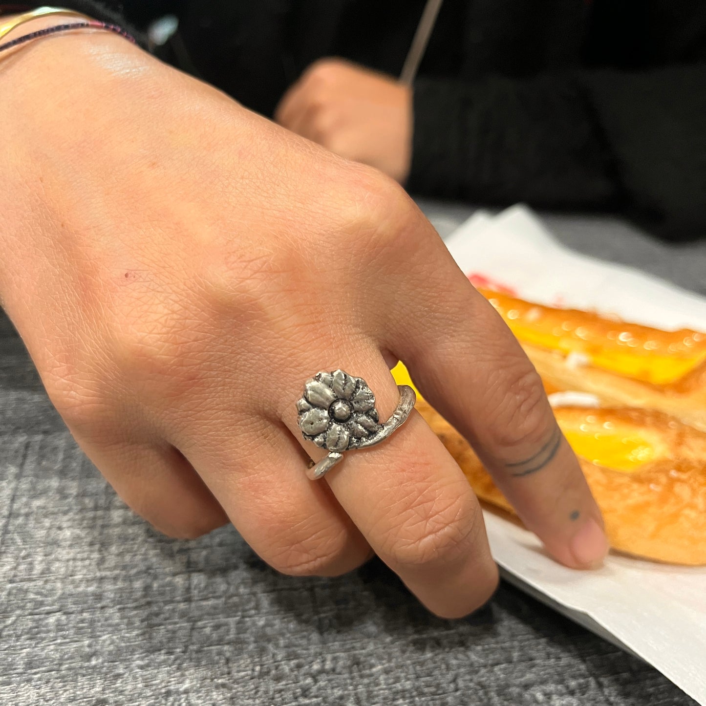 Anello Artigianale FIORE01 Realizzato con Antica posata in Argento (Prima Metà del ’900)