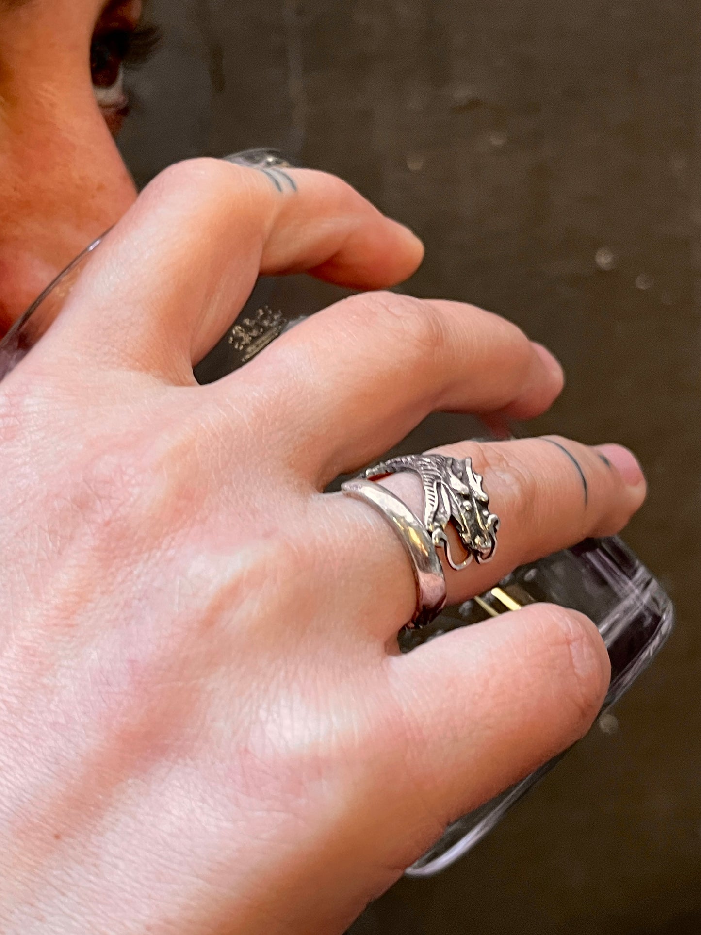 Anello Artigianale DRAGONE CINESE Mod. SPIRALE  Realizzato con  Antica posata in Argento (Prima Metà del ’900)