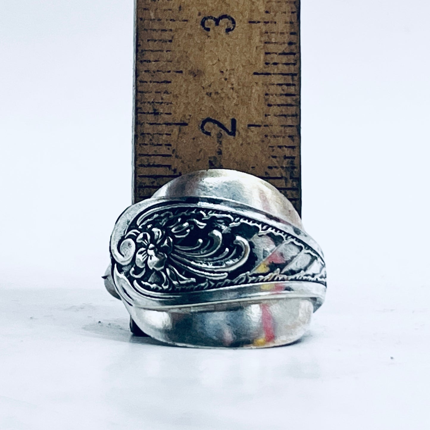 Anello Artigianale Mod. INTERO  JUGENDSTIL Realizzato con Antica posata in Argento (Prima Metà del ’900)