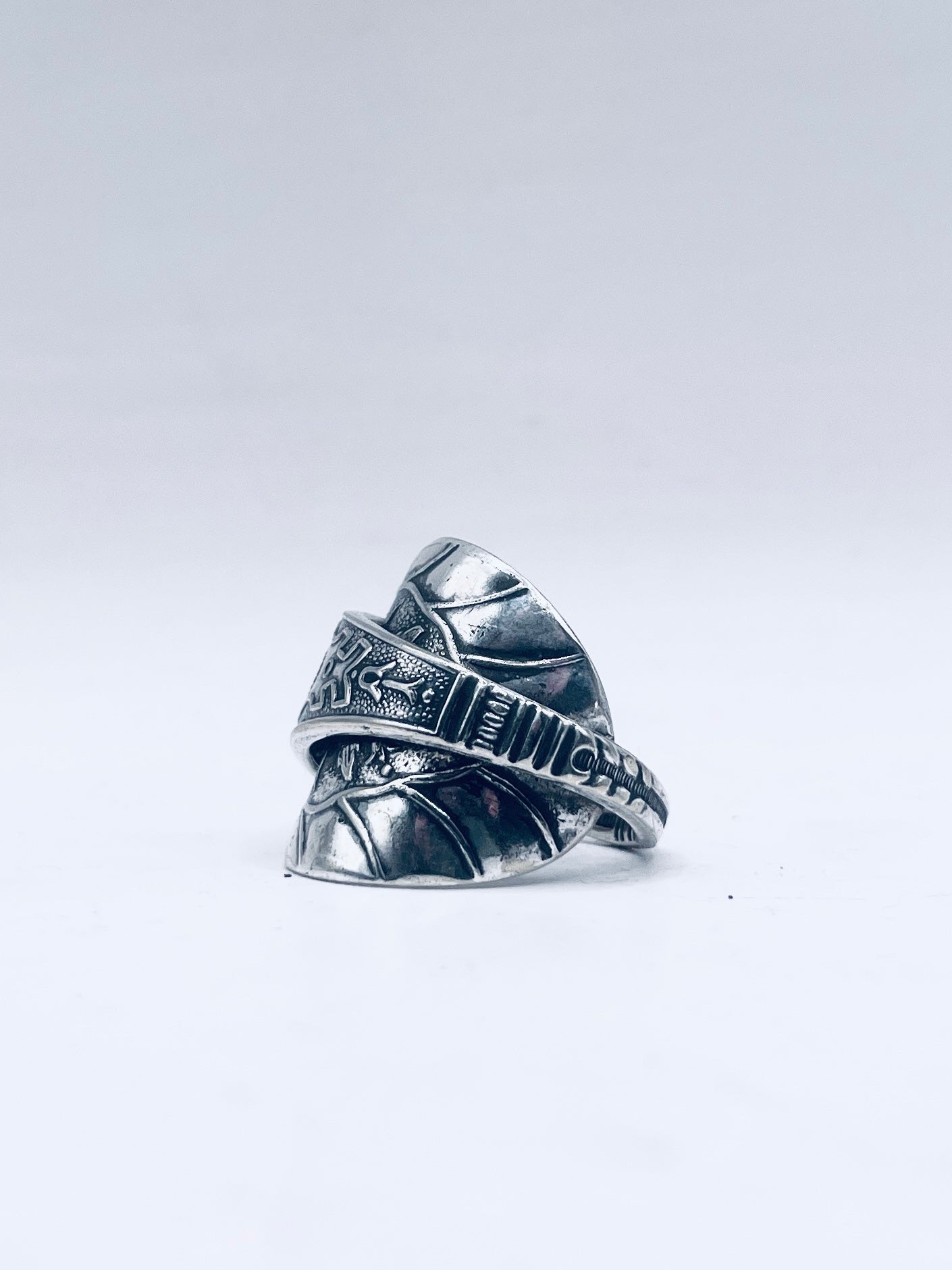 Anello Artigianale Mod. INTERO SUPER DECORATO  Realizzato con intero Antico Cucchiaino in Argento (Prima Metà del ’900)