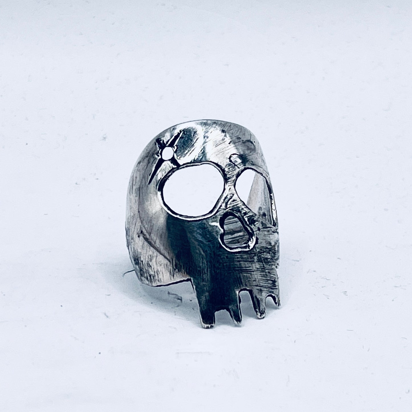 Anello Artigianale Mod. TESCHIO PALETTA  Realizzato con Antica posata in Argento (Prima Metà del ’900)
