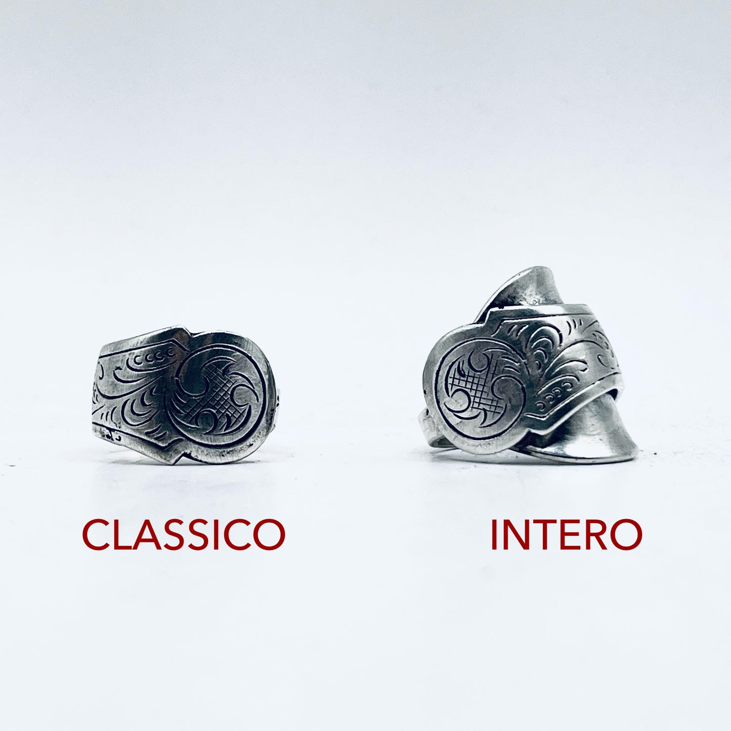 Anello Artigianale UOMO/DONNA Mod. CLASSICO/INTERO  “BRIGHID”  Realizzato con Antica posata in Argento (Prima Metà del ’900)