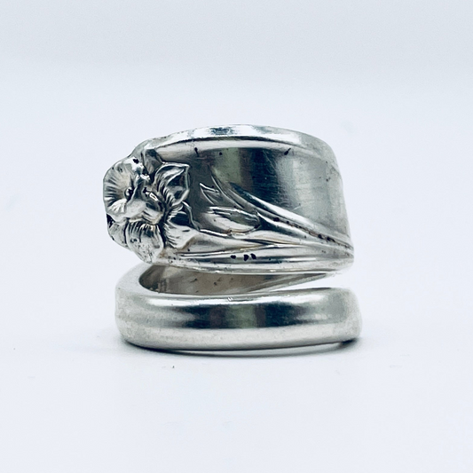 Anello Artigianale NARCISO Mod. CLASSICO/SPIRALE  Realizzato con Antica posata in Argento (Prima Metà del ’900)