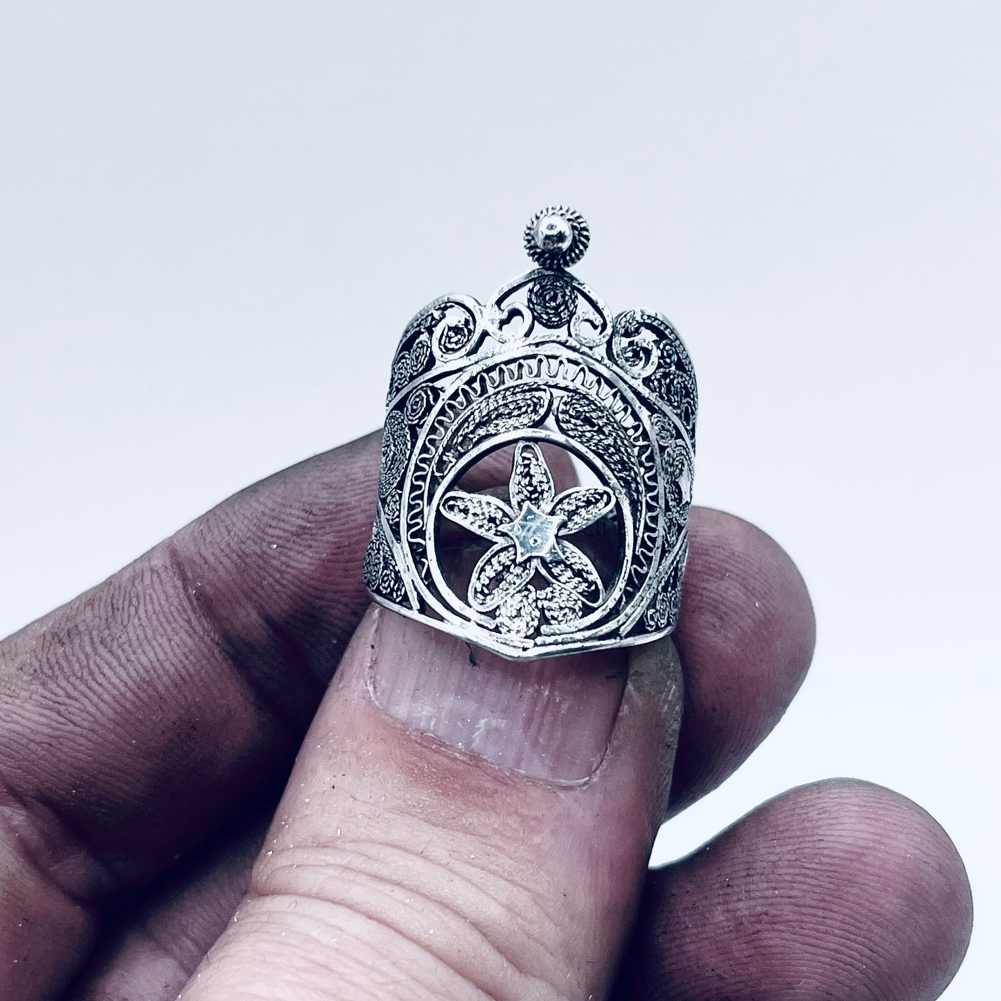 Anello Artigianale FILIGRANA Mod. SPILLA Realizzato con Antica spilla in Argento (Prima Metà del ’900)