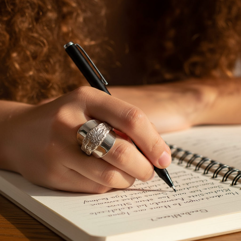 Anello Artigianale DECORO Mod. INTERO  Realizzato con intero Antico Cucchiaino in Argento (Prima Metà del ’900)