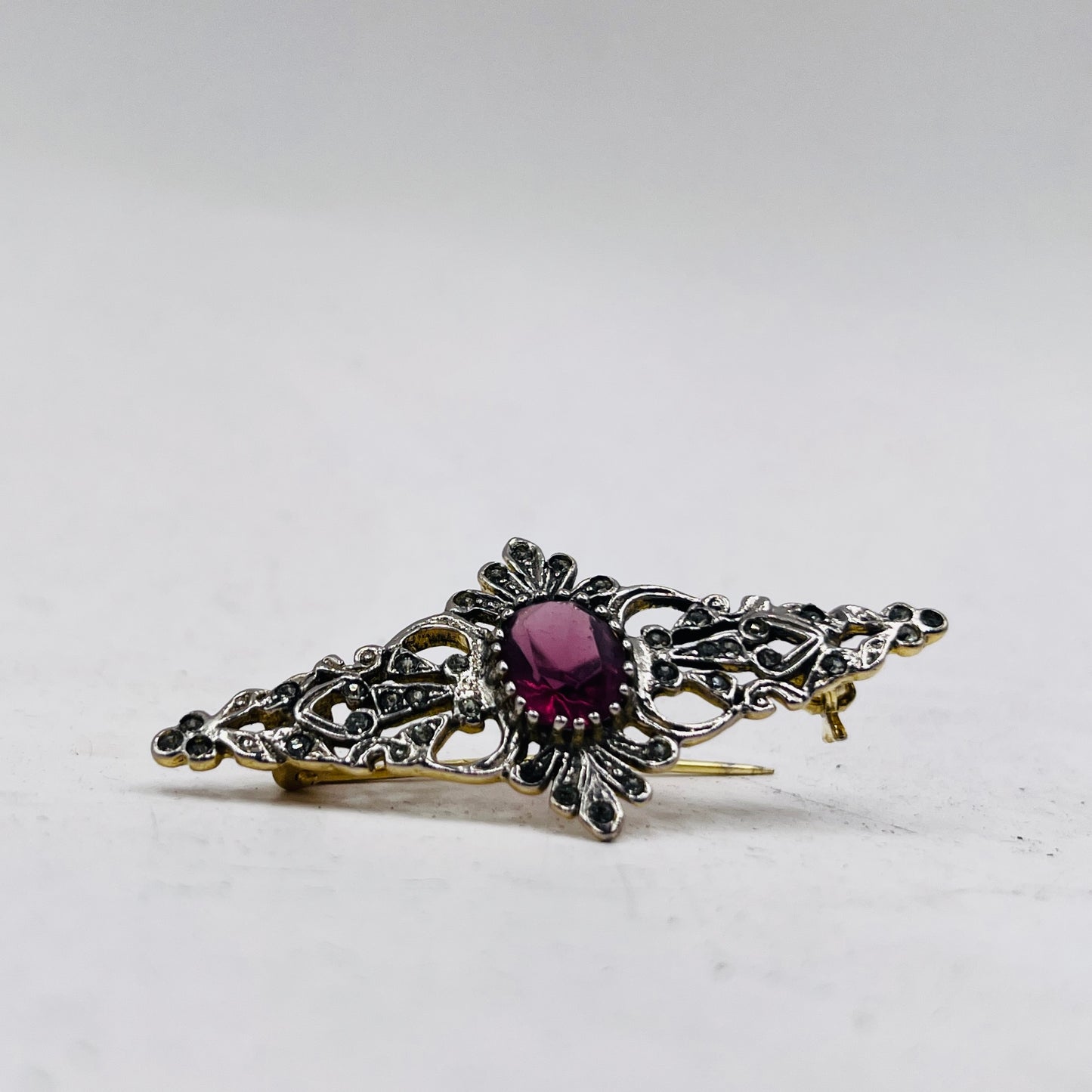 Anello Artigianale SPILLA AMETISTA Mod. SPILLA Realizzato con Antica spilla in Argento (Prima Metà del ’900)