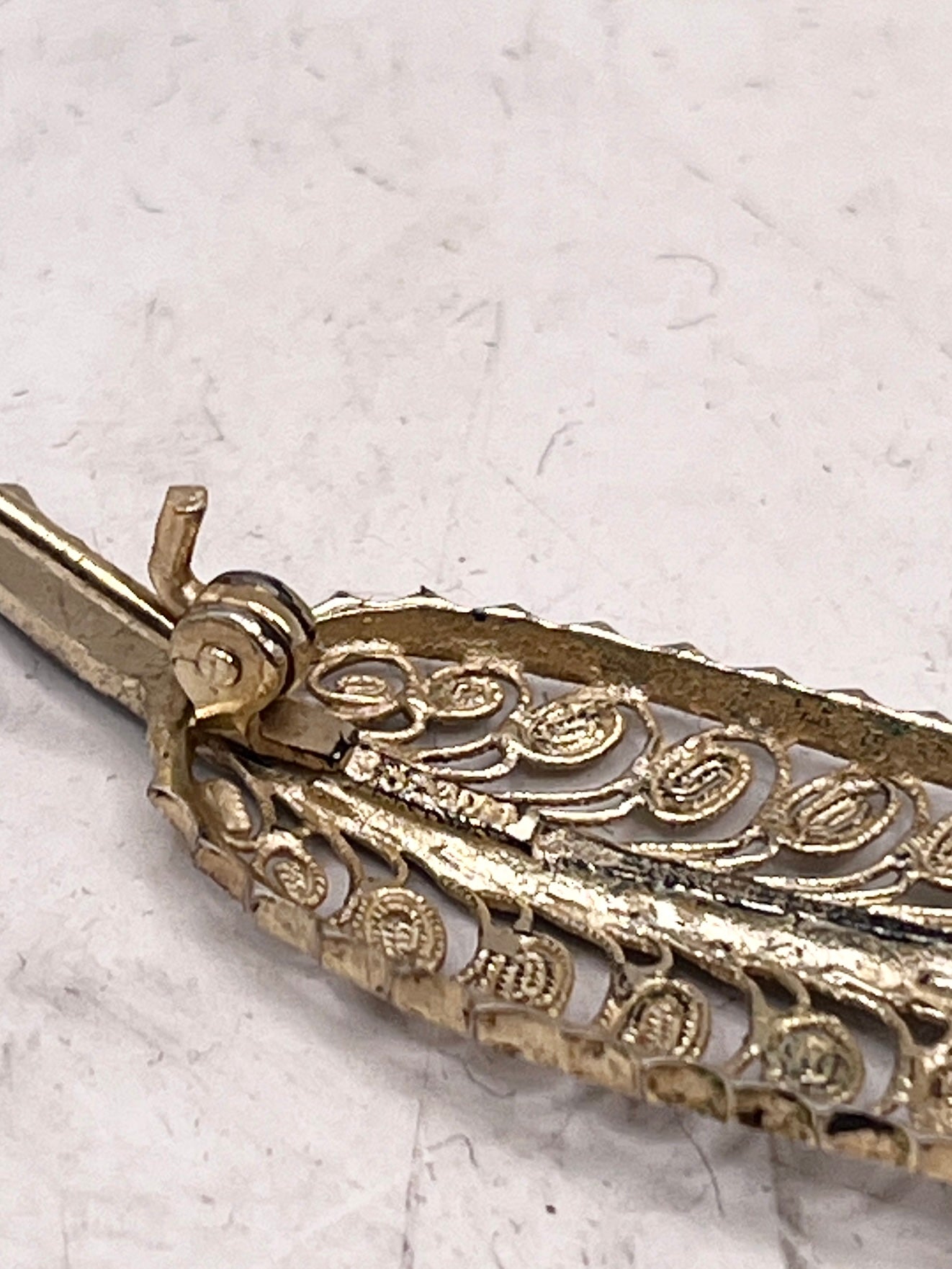 Anello Artigianale SPILLA FELCE Mod. SPILLA FILIGRANA e MARCASSITI Realizzato con Antica spilla in Argento (Prima Metà del ’900)