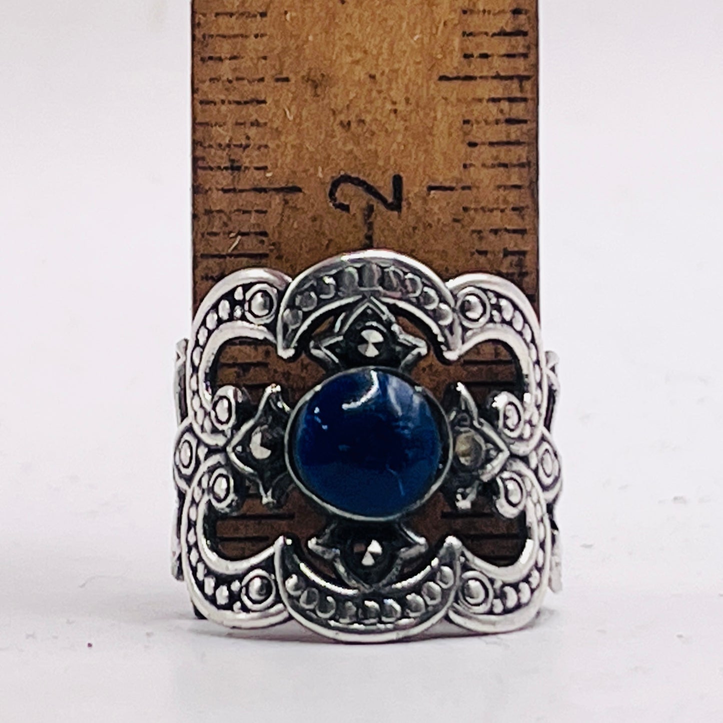 Anello Artigianale SPILLA LAPISLAZZULI Mod. SPILLA Realizzato con Antica spilla in Argento (Prima Metà del ’900)