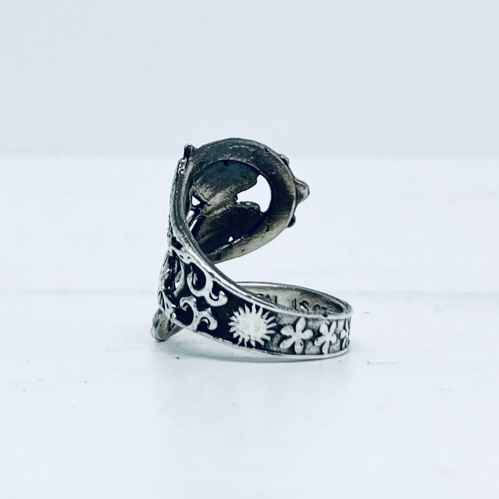 Anello Artigianale FARFALLE Mod. SPIRALE  Realizzato con  Antica posata in Argento (Prima Metà del ’900)