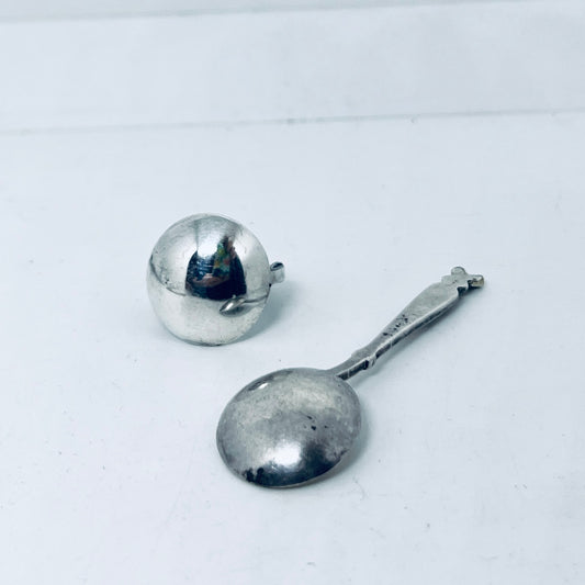 Anello Artigianale TONDO Mod. FALANGINA  Realizzato con intero Antico Cucchiaino in Argento (Prima Metà del ’900)