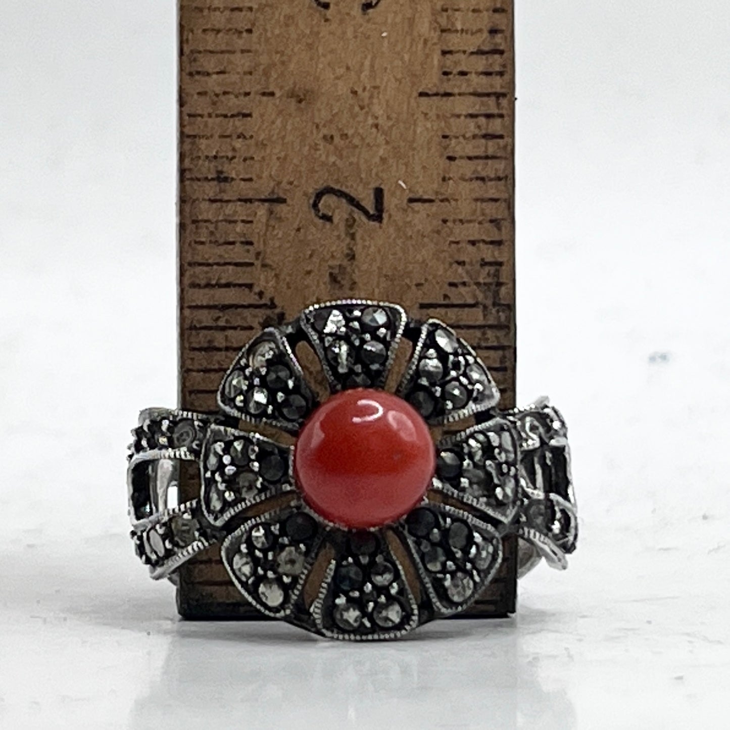 Anello Artigianale SPILLA CORALLO Mod. SPILLA Realizzato con Antica spilla in Argento (Prima Metà del ’900)