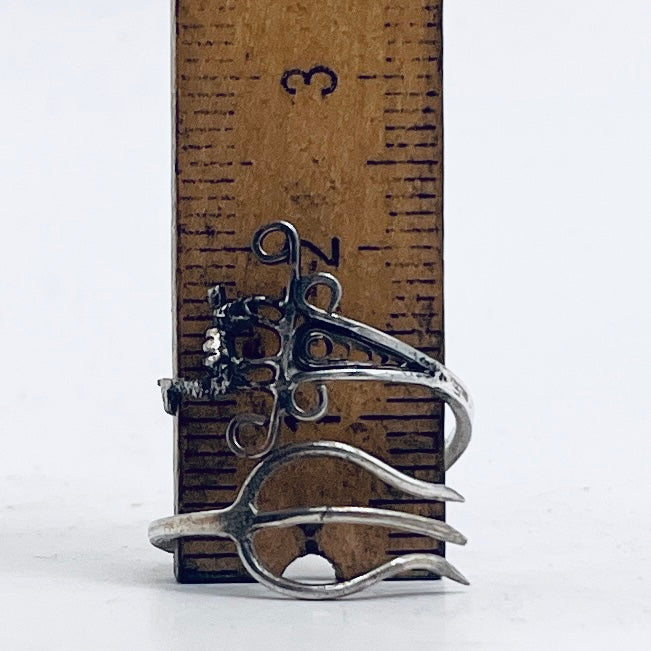 Anello Artigianale LAMA Mod. FORCHETTINA Realizzato con intera antica forchettina in Argento 925 (Prima Metà del ’900)