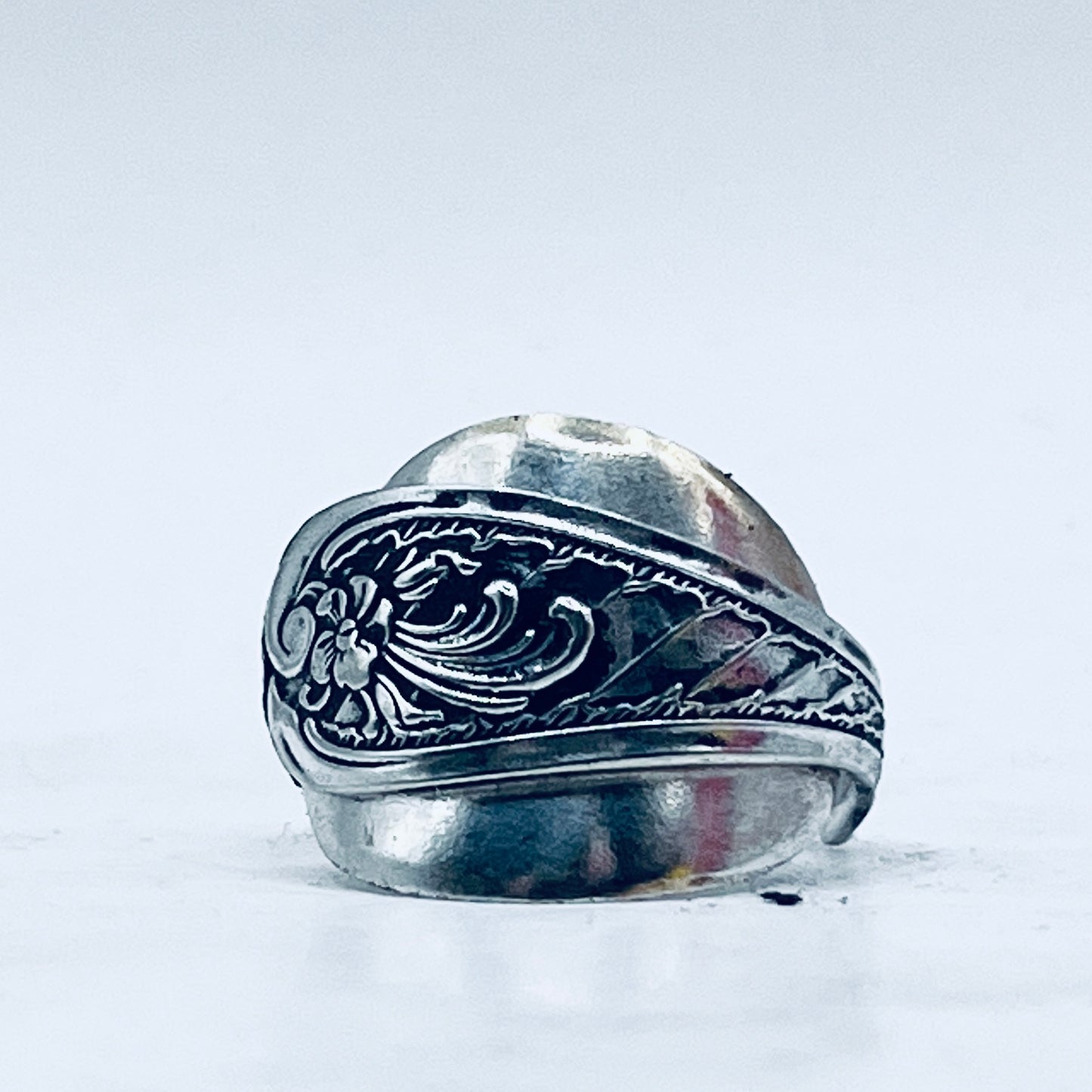 Anello Artigianale Mod. INTERO  JUGENDSTIL Realizzato con Antica posata in Argento (Prima Metà del ’900)