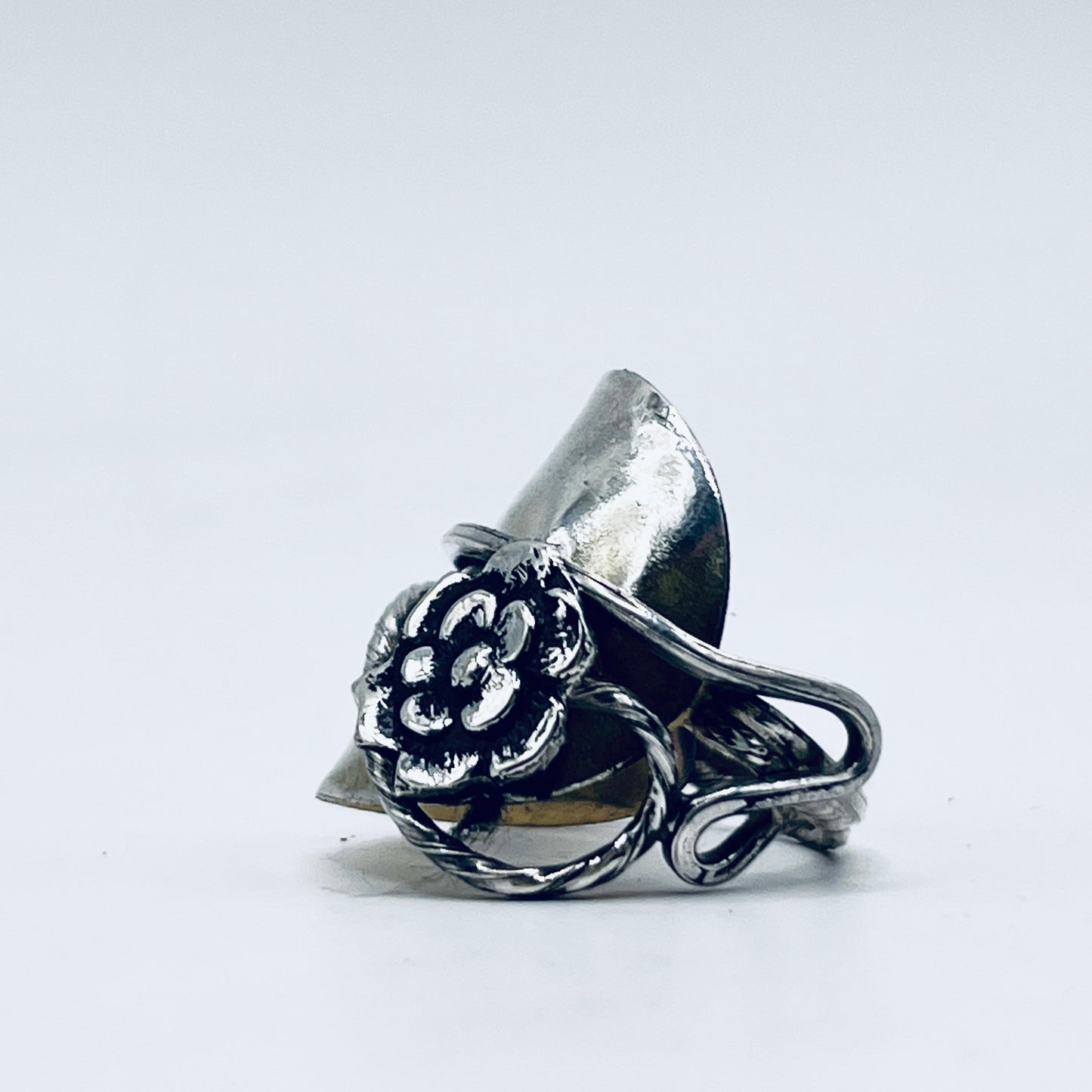 Anello Artigianale ART NOUVEAU Mod. INTERO/SPIRALE  Realizzato con Antica posata in Argento (Prima Metà del ’900)