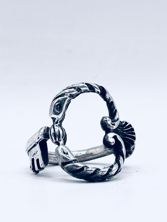 Anello Artigianale “CHIAVE SERPENTI ARGENTO 925” Realizzato con Antica Chiave in Argento