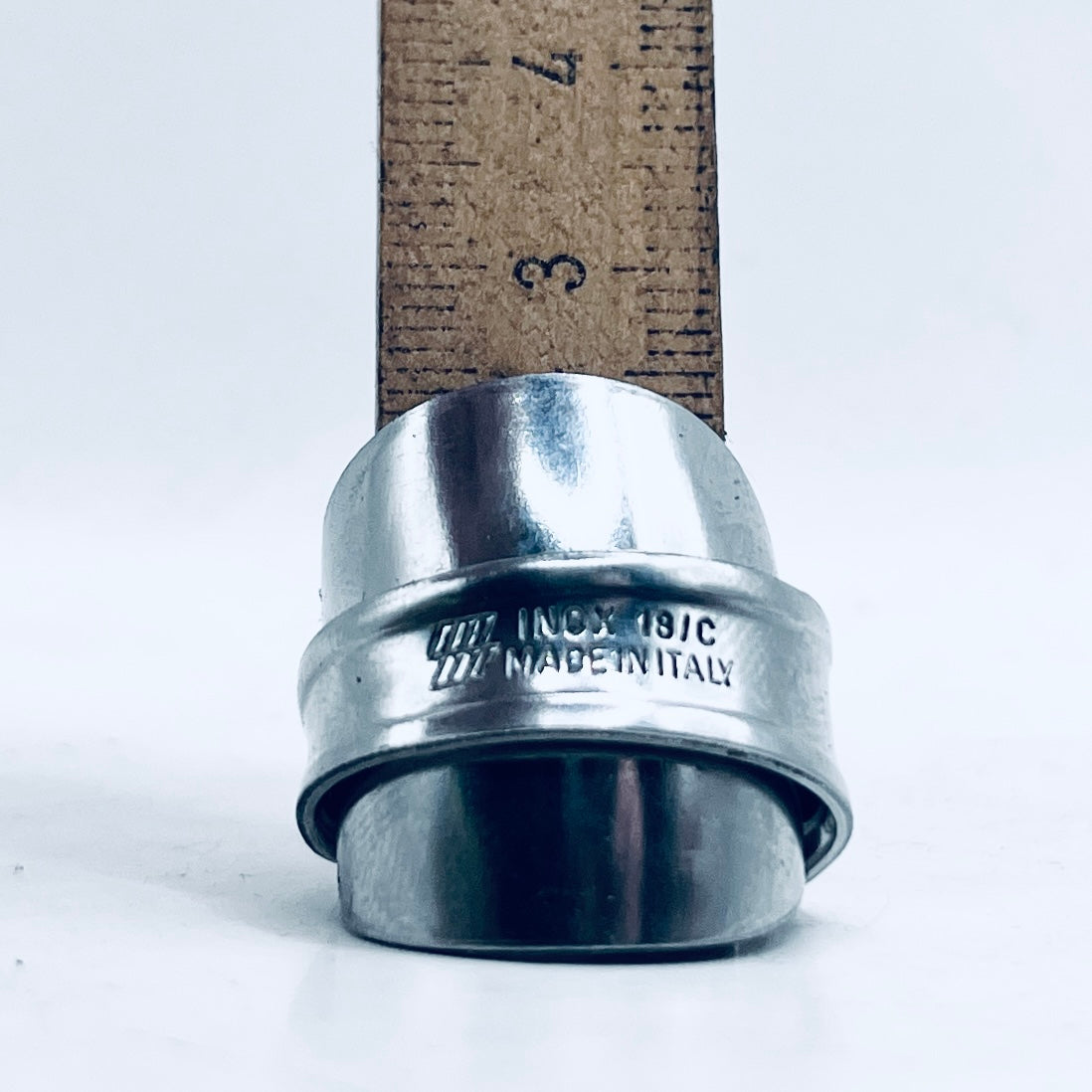 Anello Artigianale Mod. INTERO MANICO SOPRA  Realizzato con intero Cucchiaino in ACCIAIO