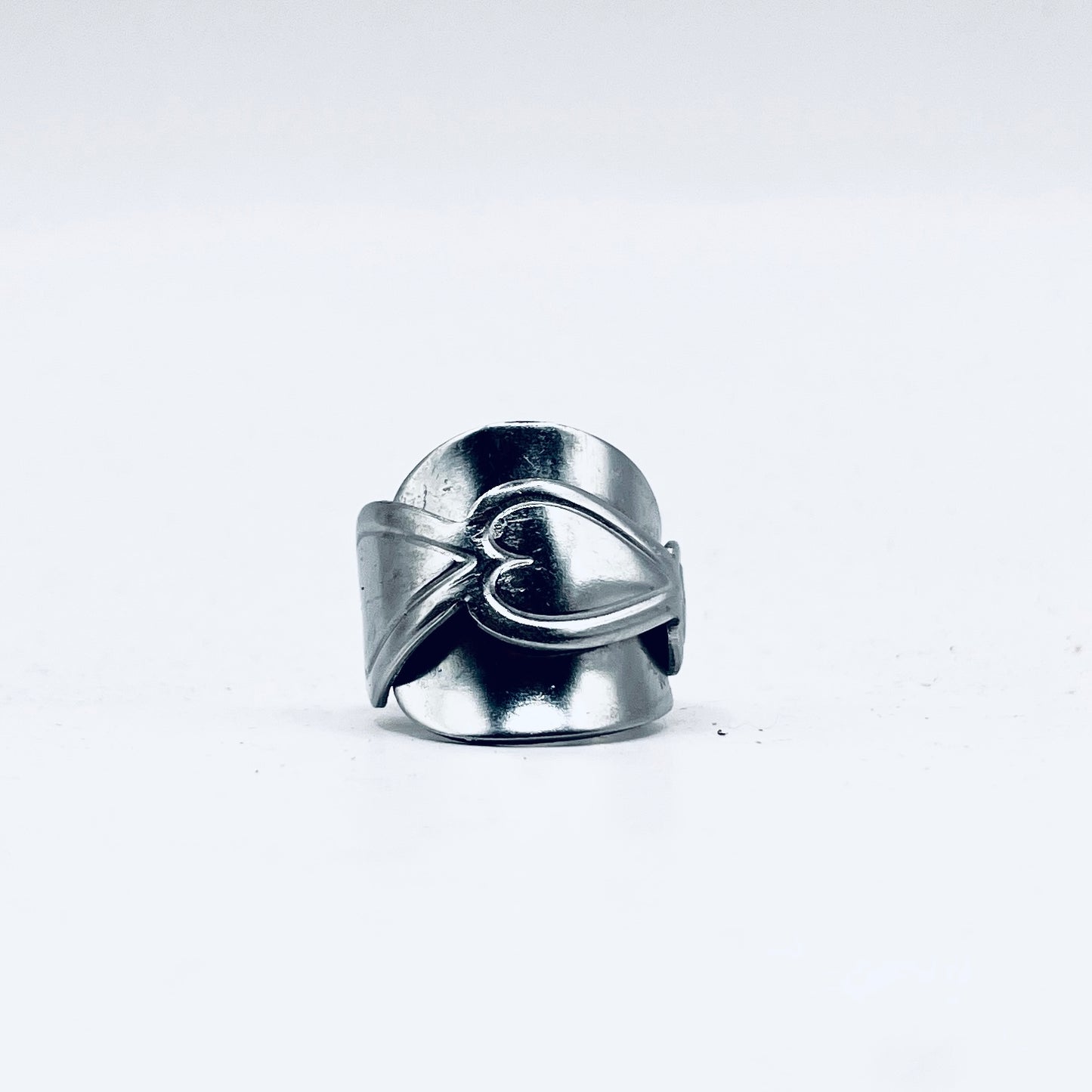 Anello Artigianale Mod. INTERO CUORI  Realizzato con intero Cucchiaino in ACCIAIO