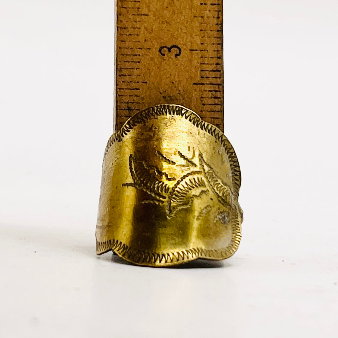 Anello + Anello Artigianale “Wayang Kulit” FOGLIA e WAYANG  Realizzato con Antica posata in OTTONE (Prima Metà del ’900)