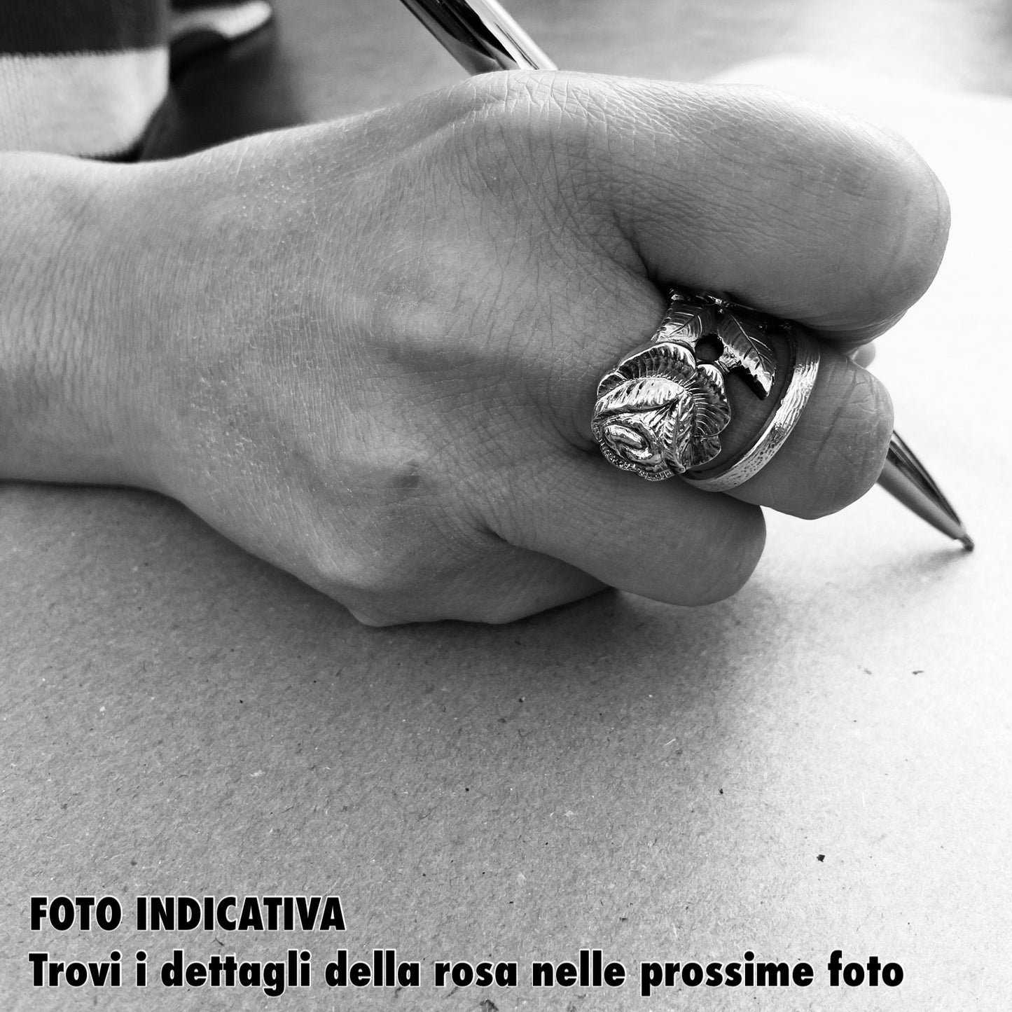 Anello Artigianale ROSA Mod. SPIRALE  Realizzato con Antica posata in Argento (Prima Metà del ’900)