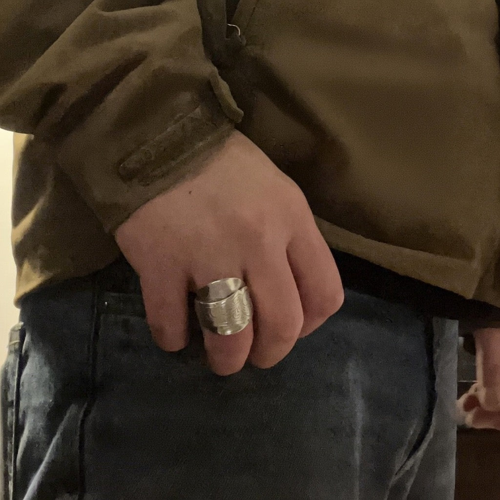 Anello Artigianale UOMO/DONNA Mod. CLASSICO/INTERO  “BRIGHID”  Realizzato con Antica posata in Argento (Prima Metà del ’900)