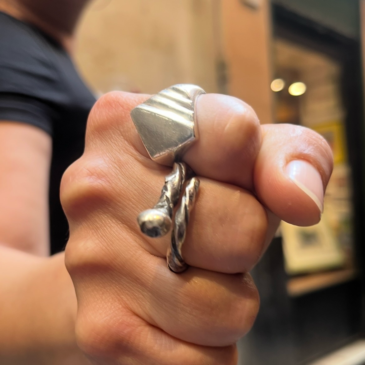 Anello Artigianale PALLINA S.MARCO  Mod. CLASSICO/FEDINA/SPIRALE  Realizzato con Antica posata in Argento (Prima Metà del ’900)