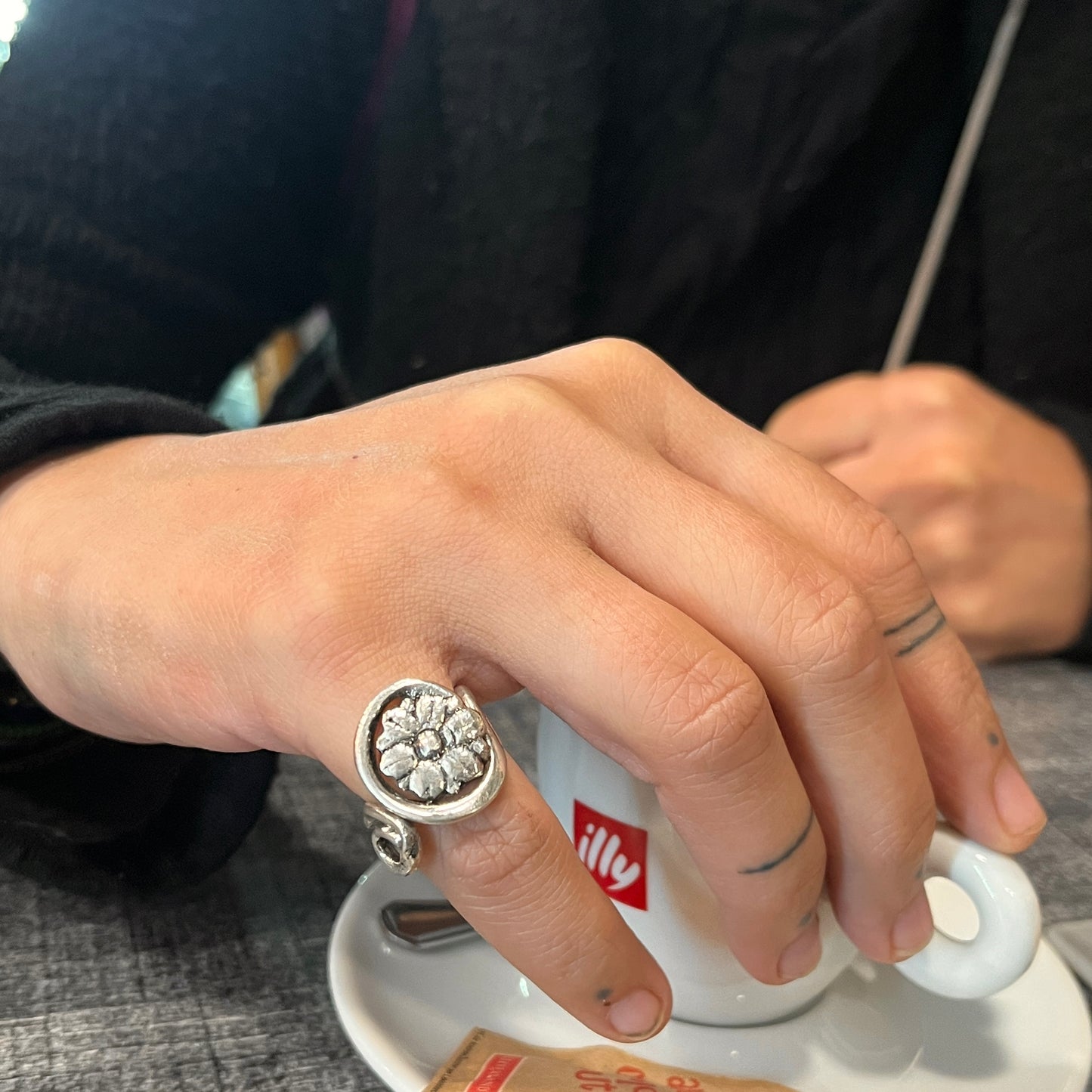 Anello Artigianale FIORE02 Realizzato con Antica posata in Argento (Prima Metà del ’900)