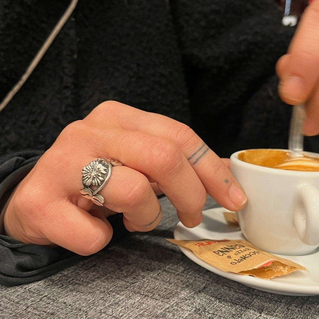 Anello Artigianale FIORDALISO FINLANDESE  Mod. SPIRALE/CLASSICO Realizzato con Antica posata (Prima Metà del ’900)