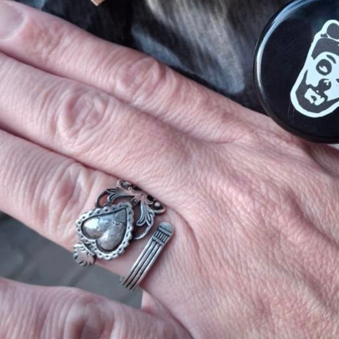 Anello Artigianale CUORE SACRO Mod. CLASSICO/SPIRALE Realizzato con Antica posata in Argento (Prima Metà del ’900)