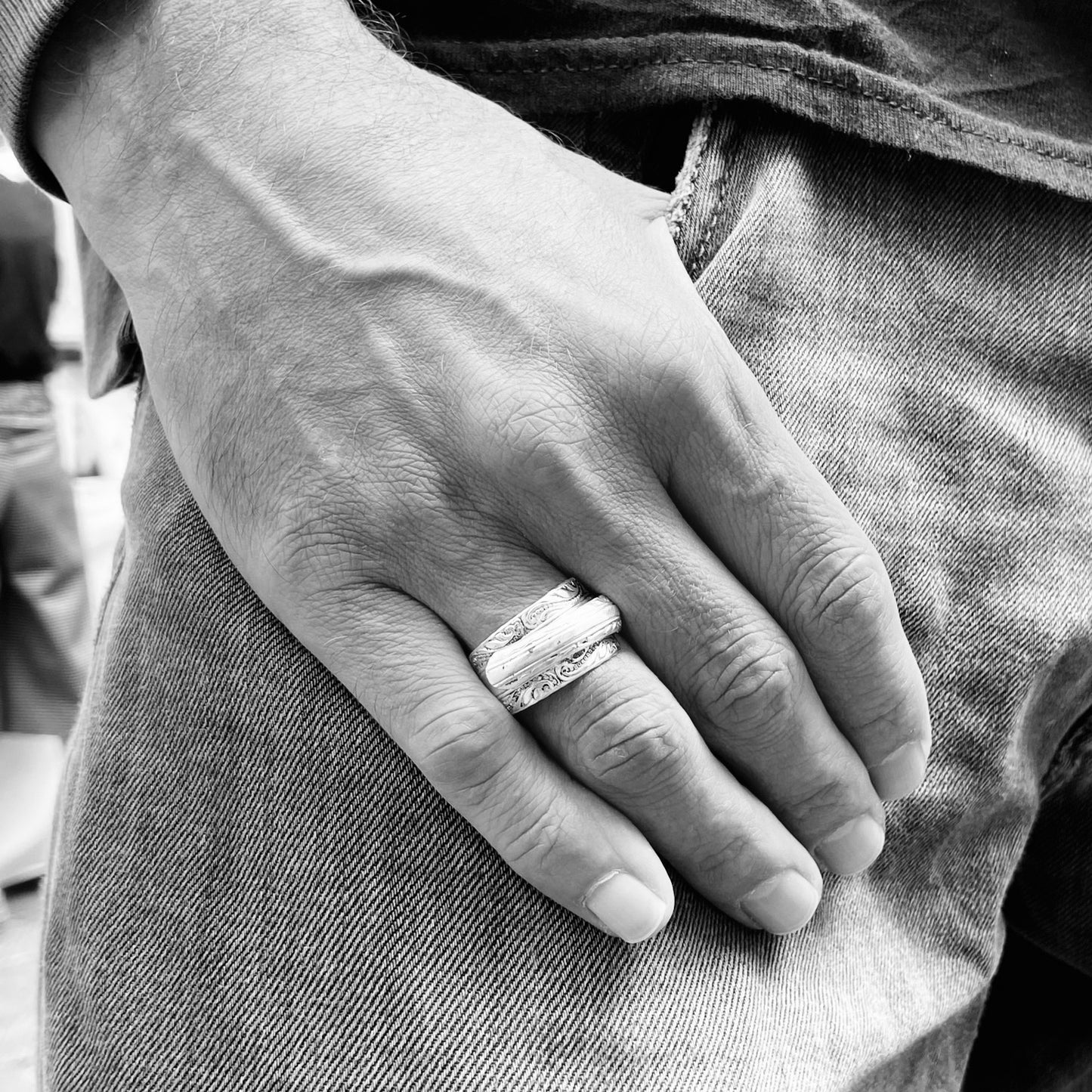 Anello Artigianale SOVRAPPOSTO Mod. CLASSICO  Realizzato con Antica posata in Argento (Prima Metà del ’900)