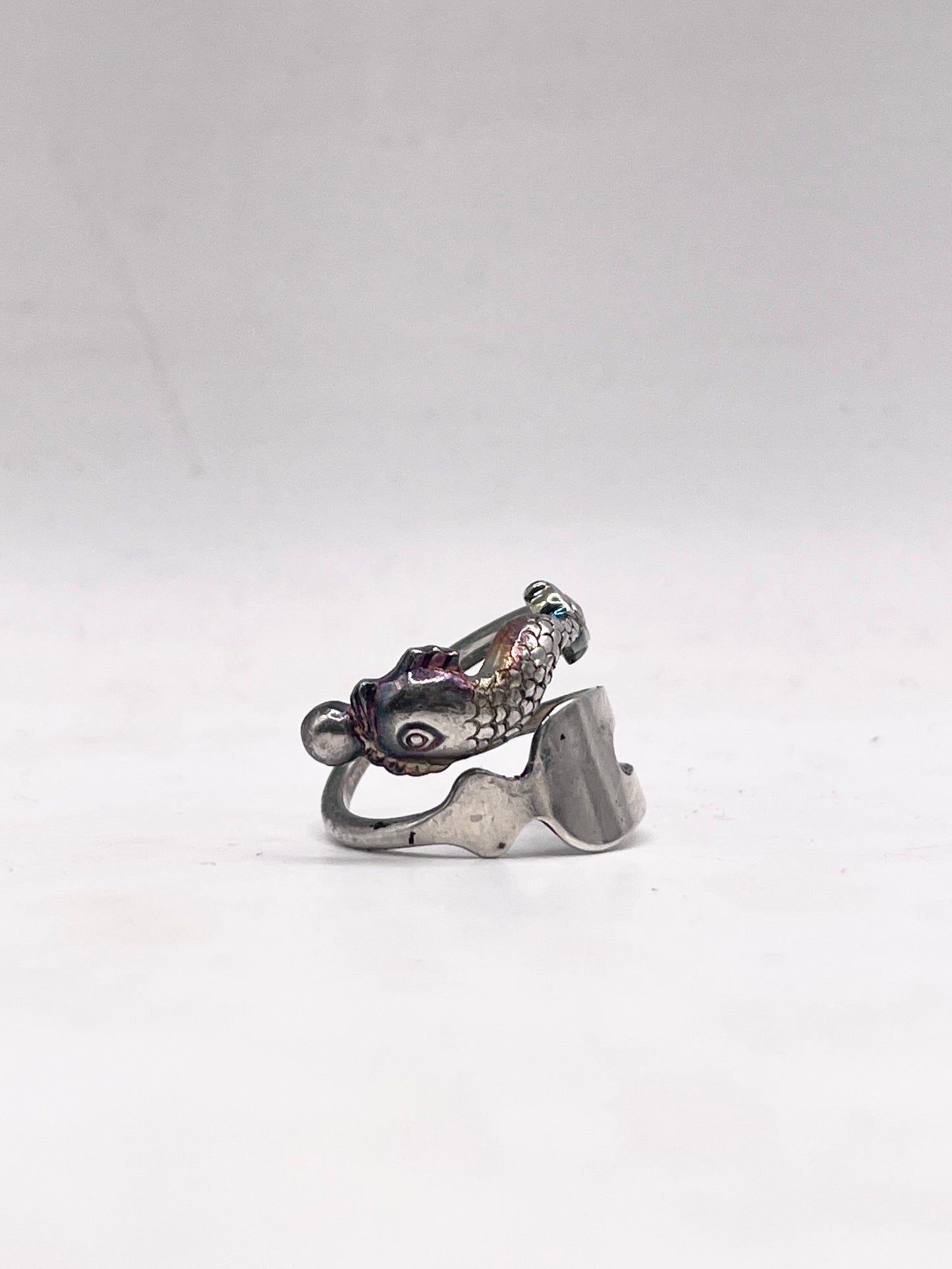 Anello Artigianale FEDINA/INTERO/SPIRALE DELFINO ARALDICO  Realizzato con Antica posata (Prima Metà del ’900)