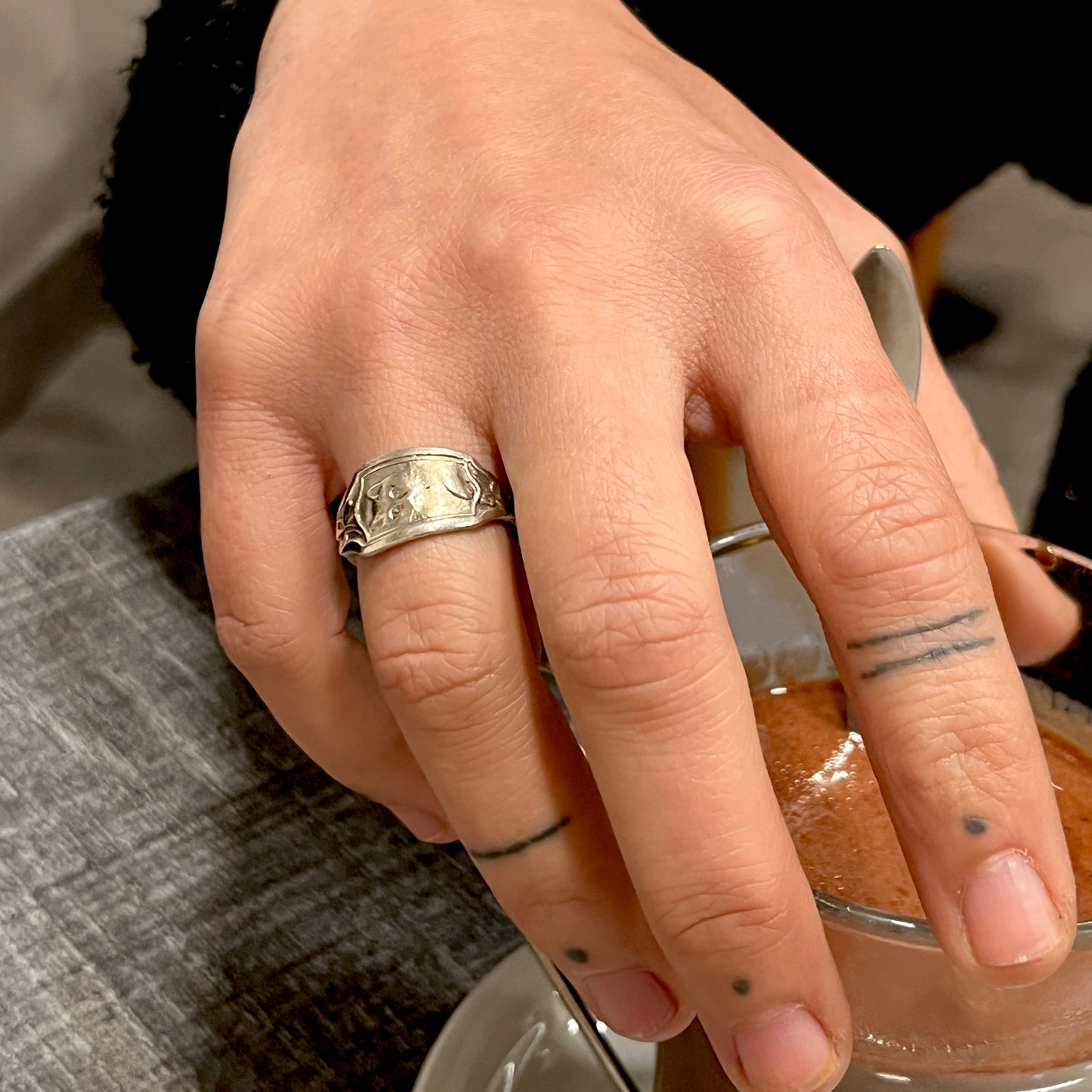Anello Artigianale GATTO VIPPY 04 Mod. CLASSICO  Realizzato con Antica posata in Argento (Prima Metà del ’900
