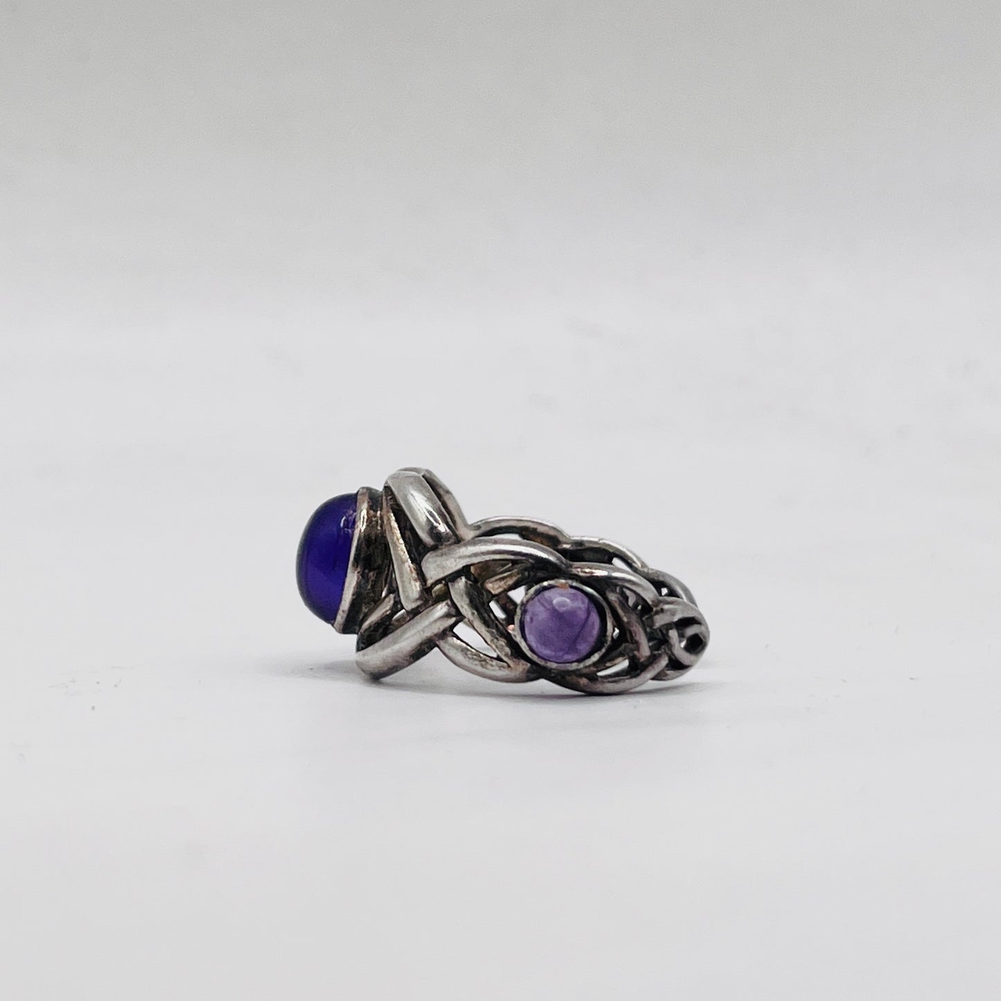 Anello Artigianale SPILLA CELTICA AMETISTA Mod. SPILLA Realizzato con Antica spilla in Argento (Prima Metà del ’900)