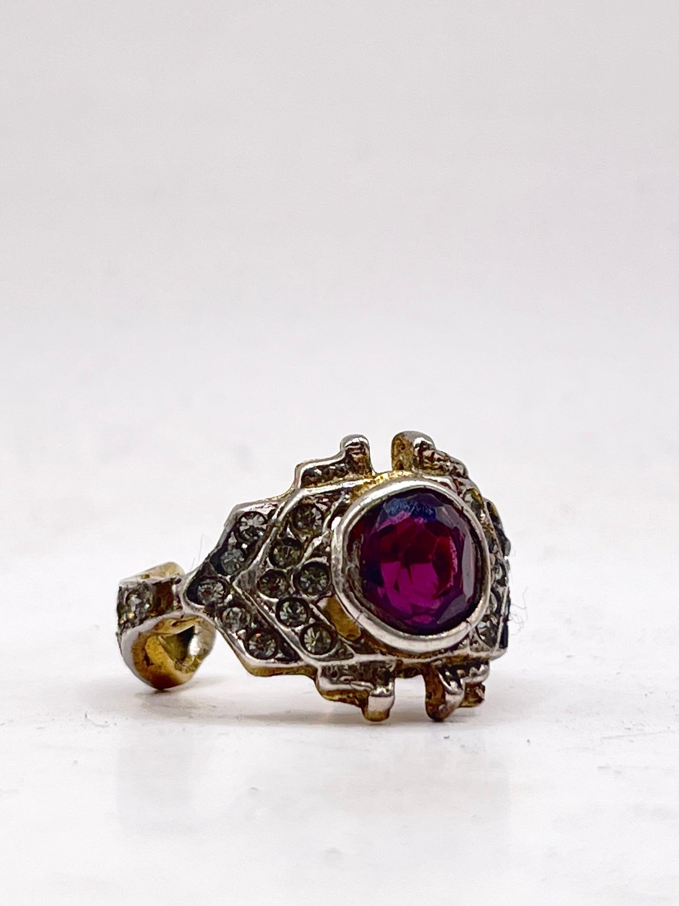 Anello Artigianale ALI Mod. SPILLA AMETISTA Realizzato con Antica spilla in Argento (Prima Metà del ’900)