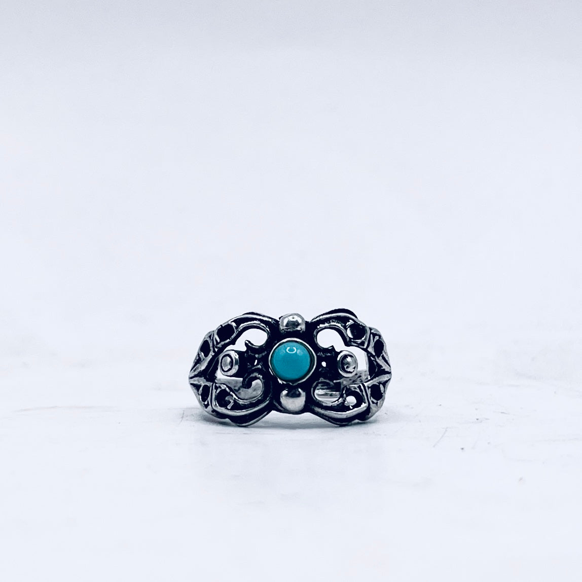 Anello Artigianale SPILLA TURCHESE Mod. SPILLA Realizzato con Antica spilla in Argento (Prima Metà del ’900)