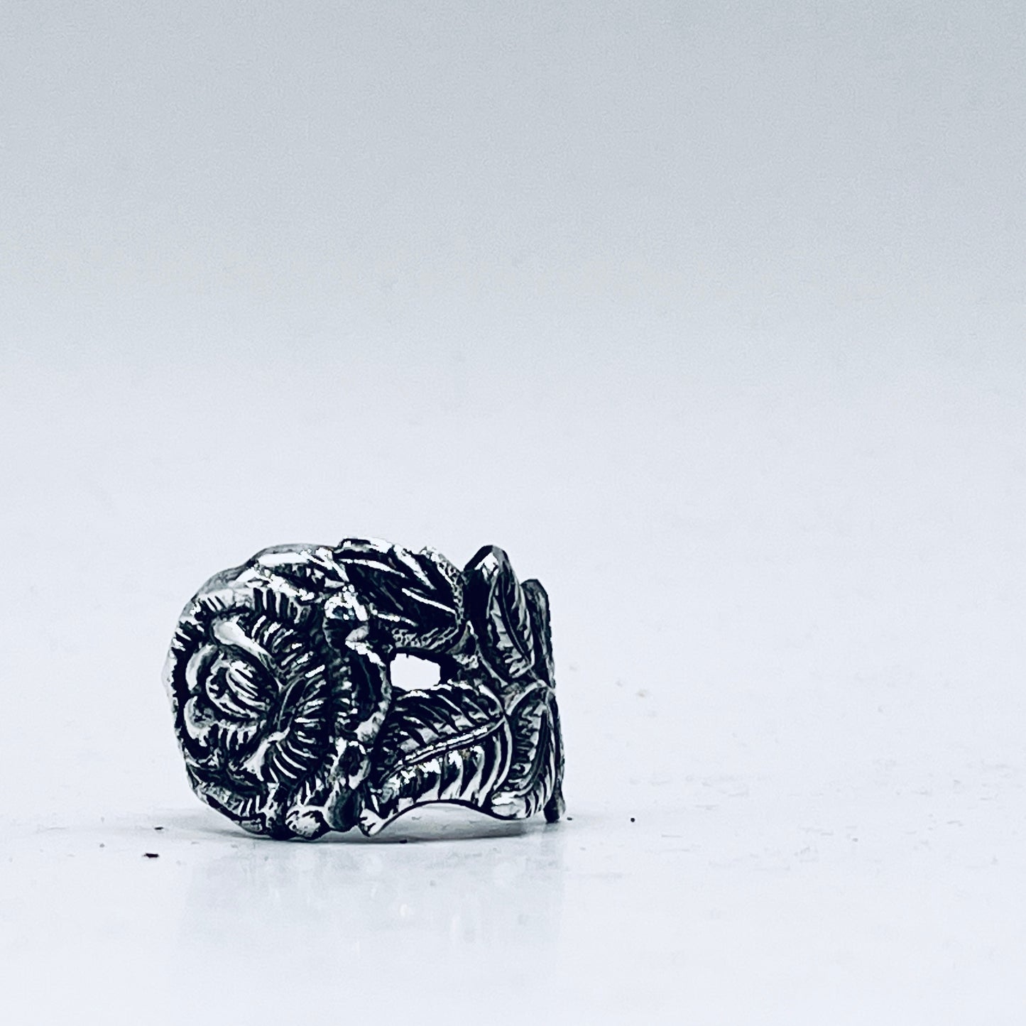 Anello Artigianale ROSA GRANDE Mod. SPIRALE/CLASSICO  Realizzato con Antica posata in Argento (Prima Metà del ’900)